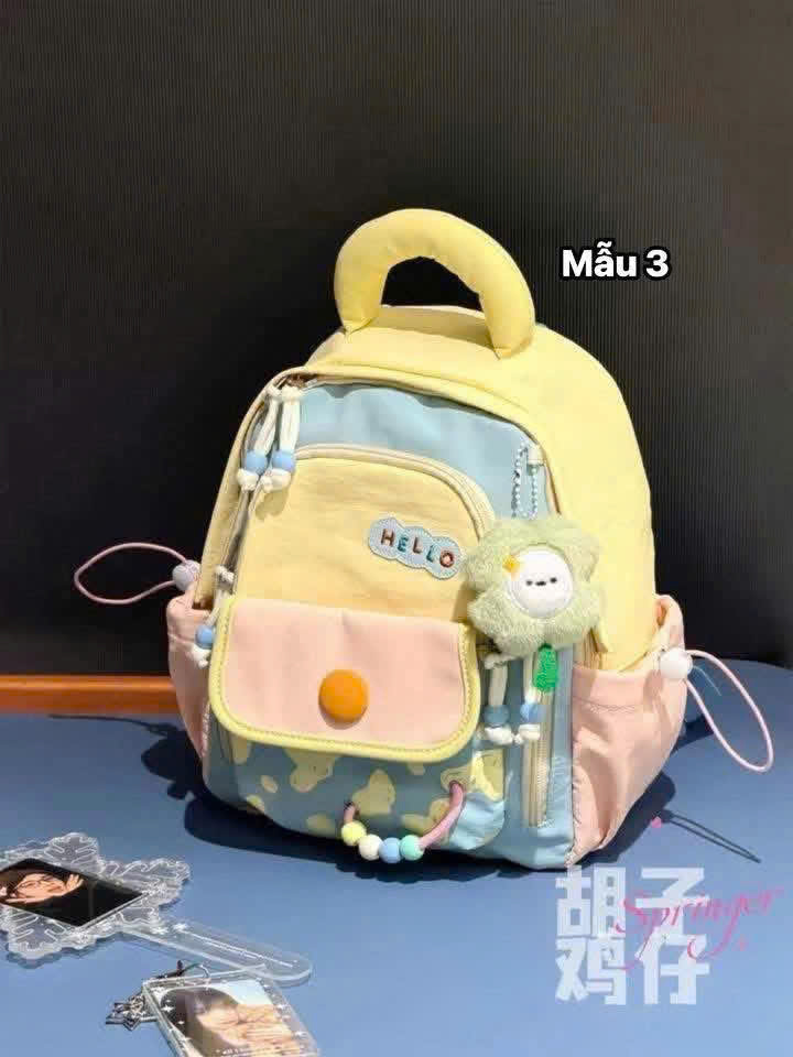 A604 - BA LÔ VẢI CHỮ HELLO 5 MÀU