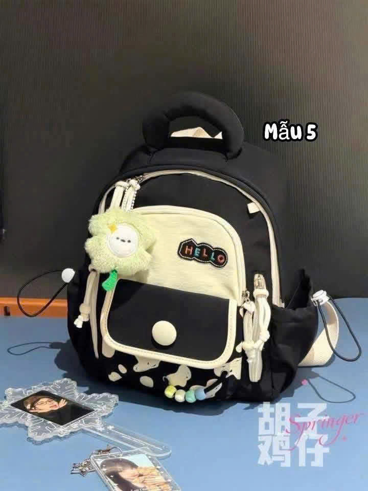 A604 - BA LÔ VẢI CHỮ HELLO 5 MÀU
