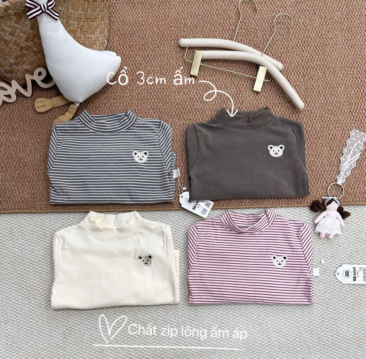 A607 - SET 2 ÁO ZIP LÔNG KẺ GẤU