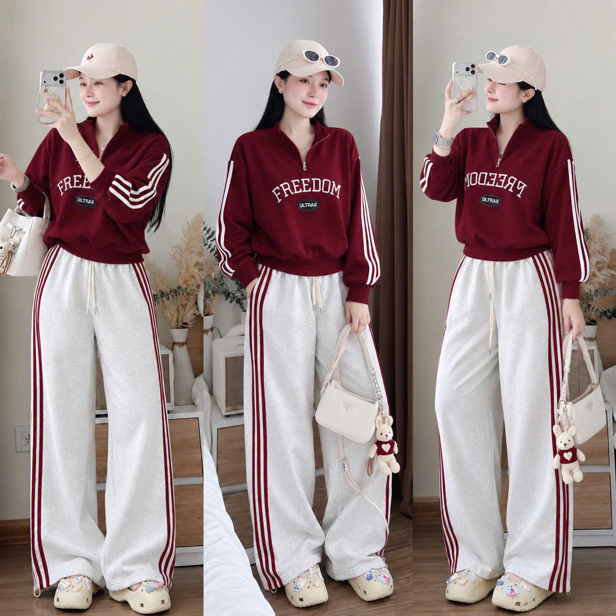 A615 - BỌ NỈ ĐỎ FREE QUẦN GHI