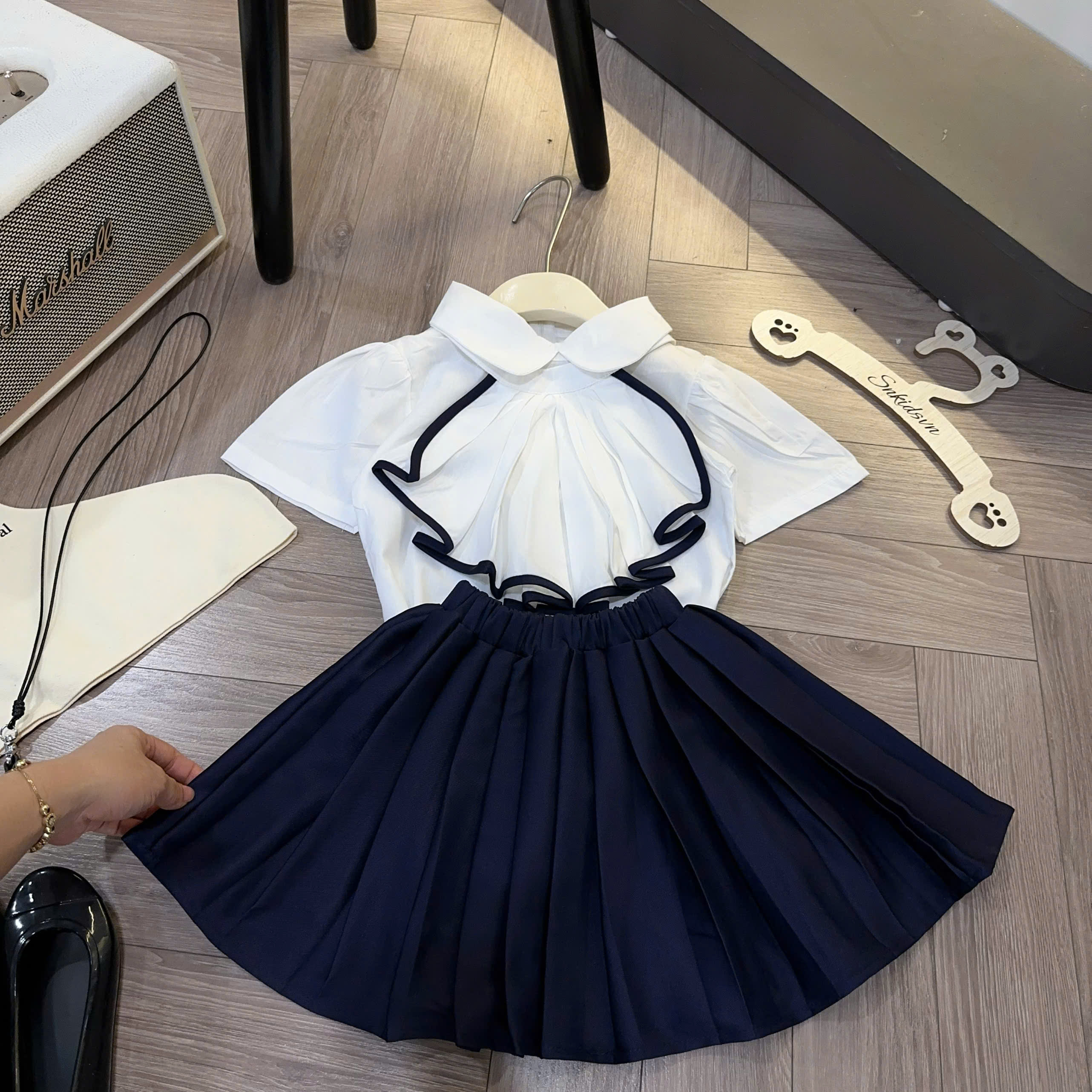 A618 - SET BỘ SƠ MI TRẮNG MIX CỔ RỜI CÁCH ĐIỆU CV THAN