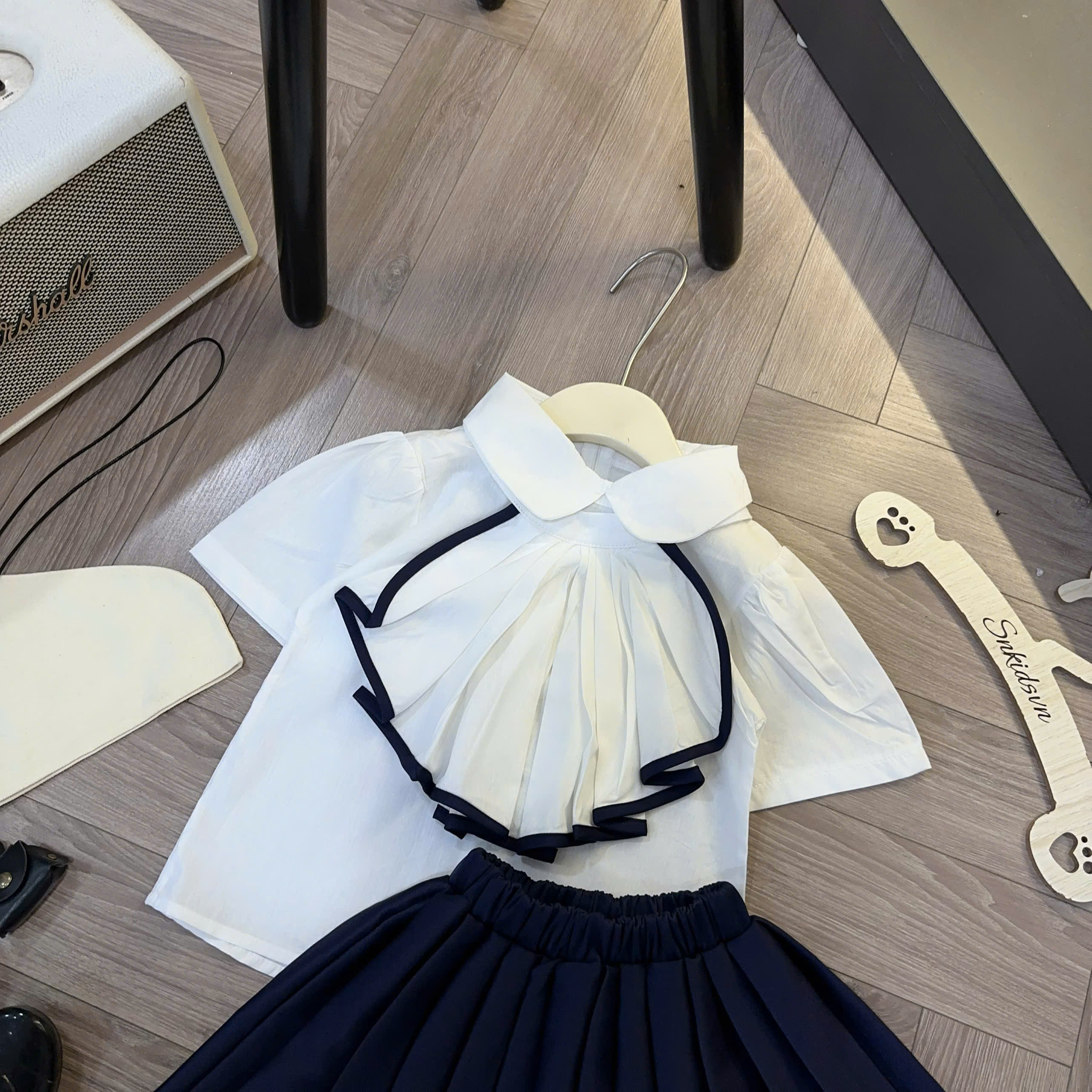 A618 - SET BỘ SƠ MI TRẮNG MIX CỔ RỜI CÁCH ĐIỆU CV THAN
