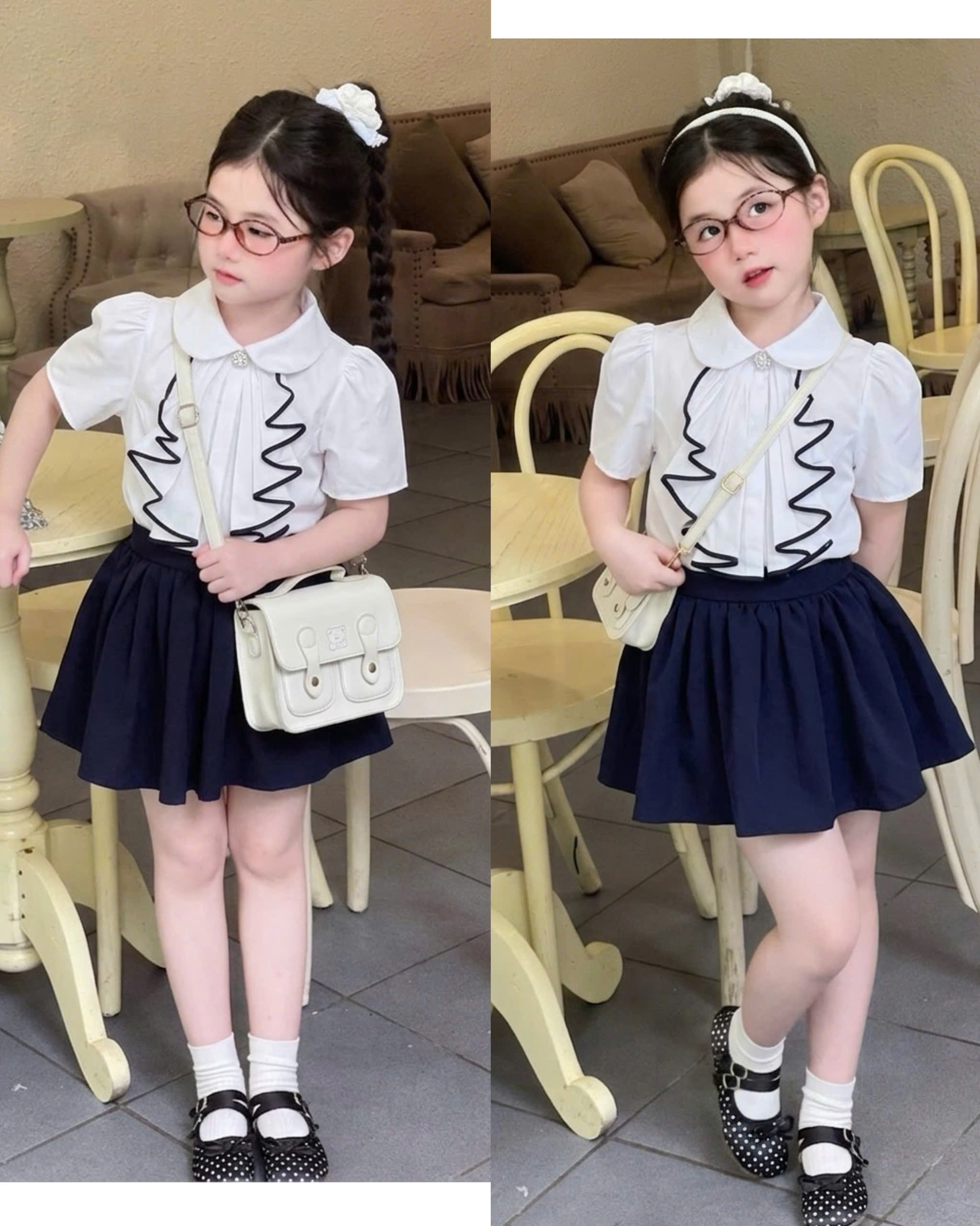 A618 - SET BỘ SƠ MI TRẮNG MIX CỔ RỜI CÁCH ĐIỆU CV THAN