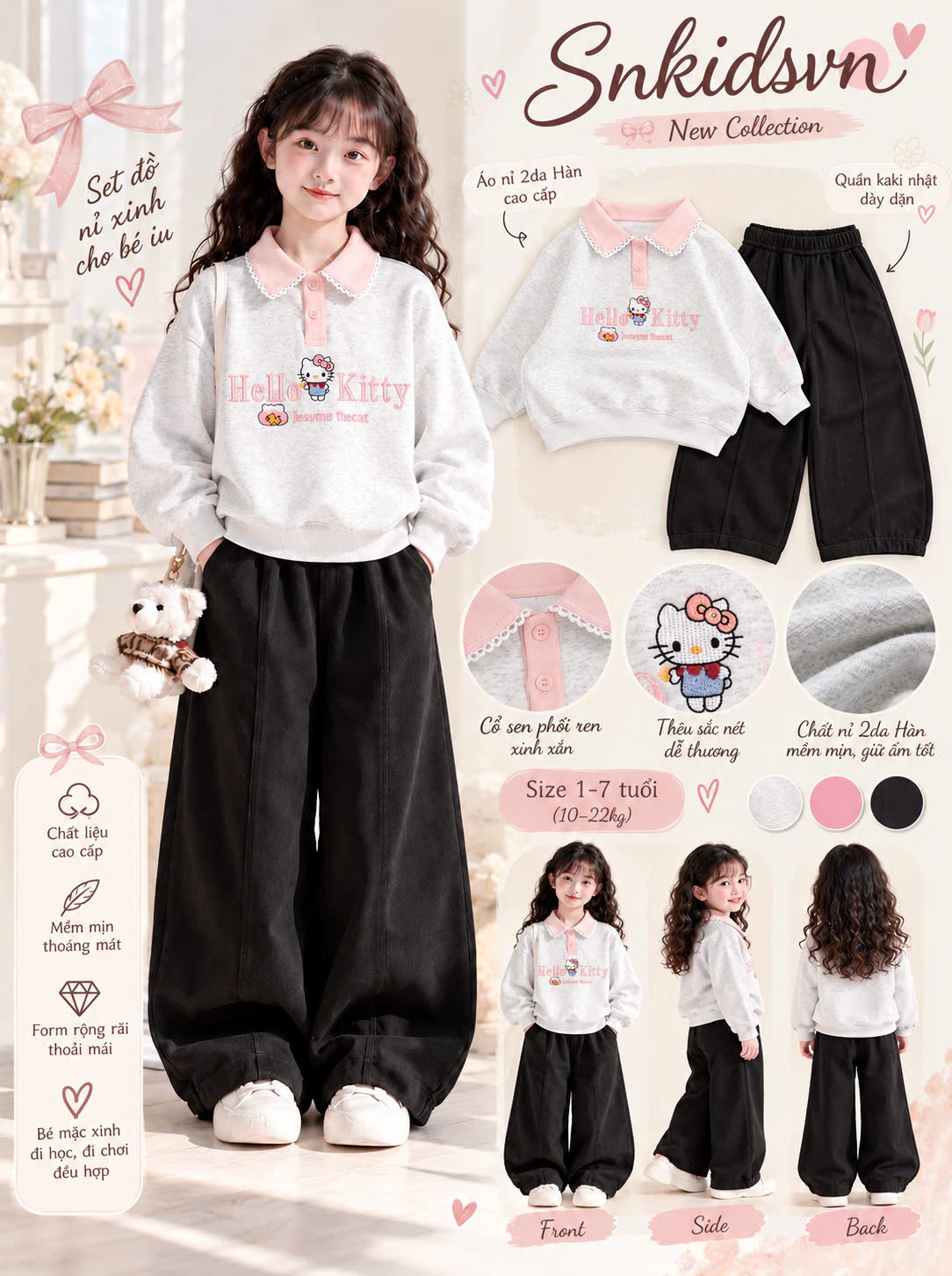 A634 - BỘ NỈ CỔ SEN HELOKITTY