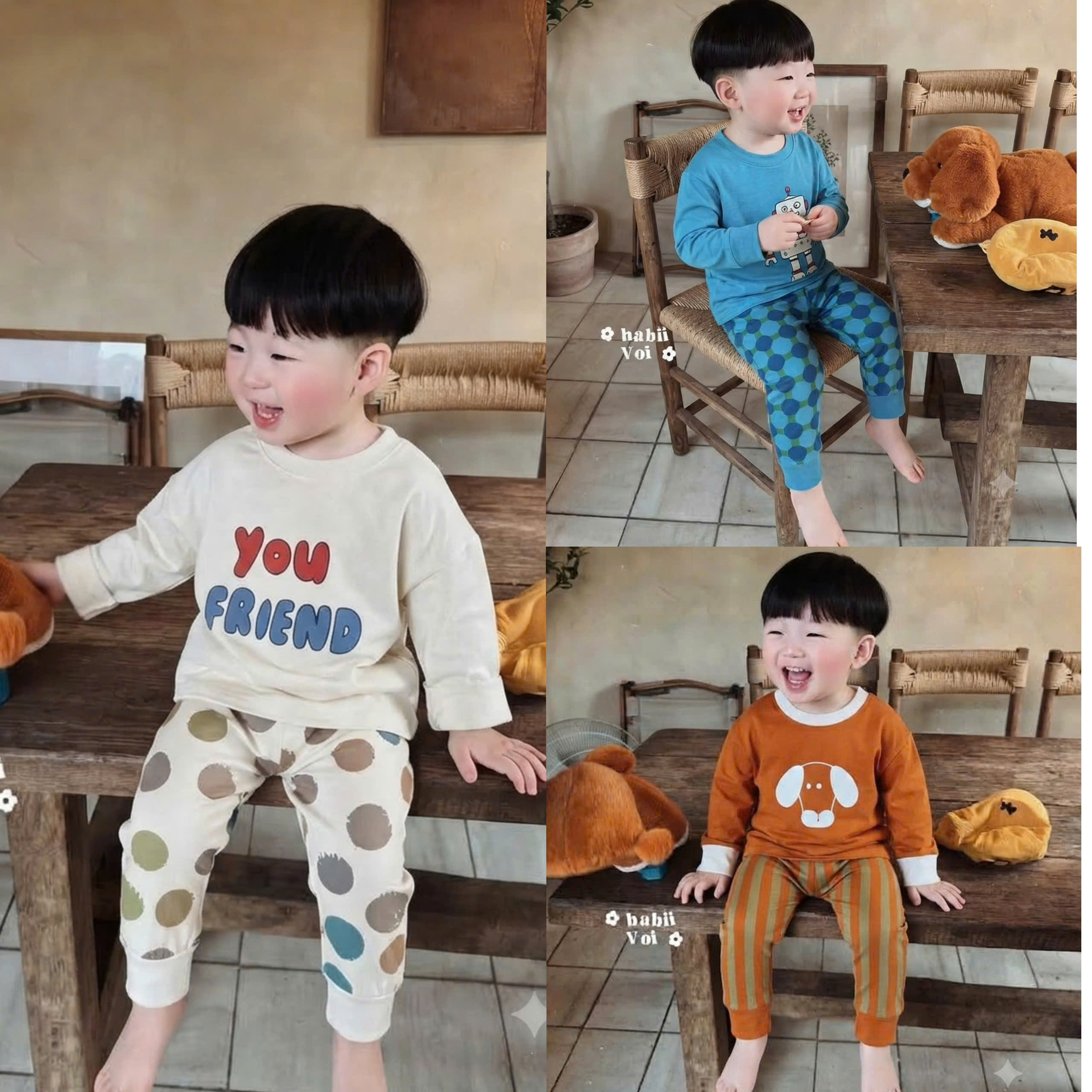 A642 - SET 3 BỘ XANH KEM CAM CHÁY