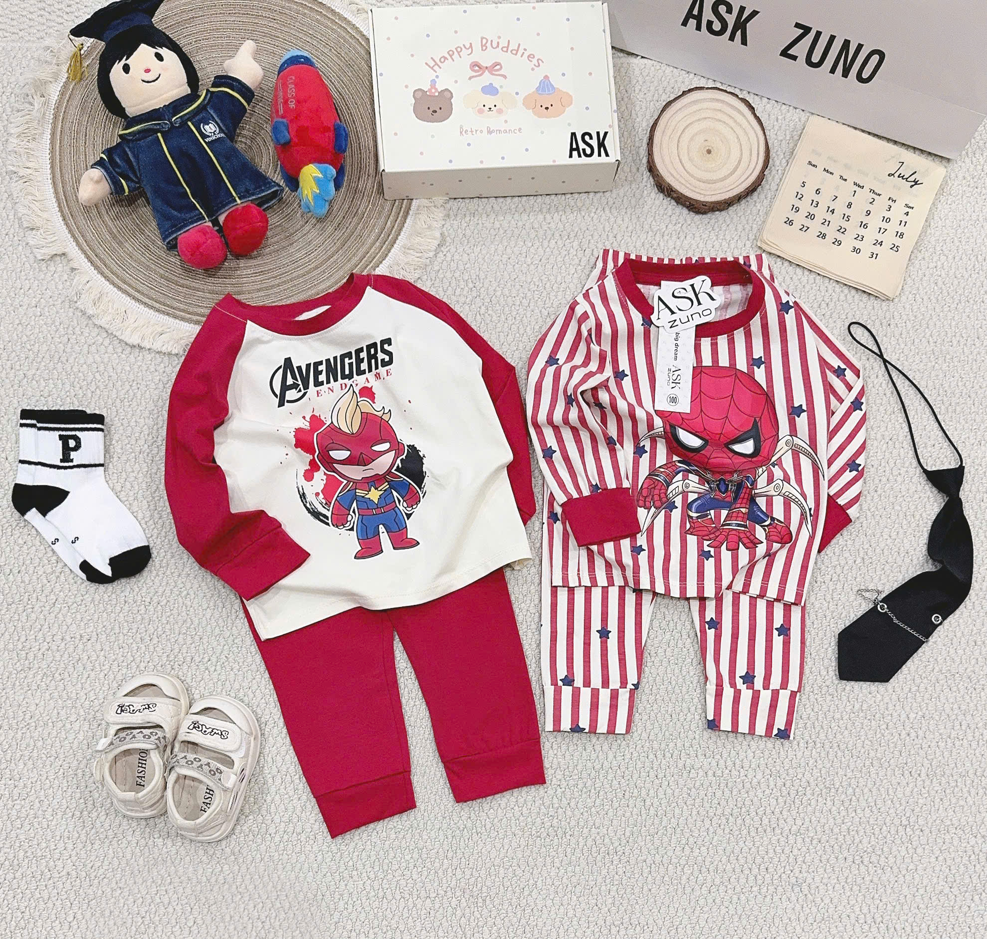 A656 - SET 2 BỘ DÀI TAY NGƯỜI NHỆN AVENGER TONE ĐỎ