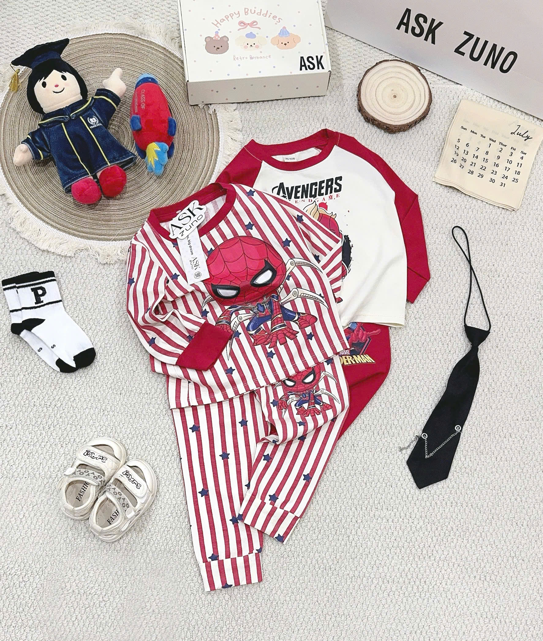 A656 - SET 2 BỘ DÀI TAY NGƯỜI NHỆN AVENGER TONE ĐỎ