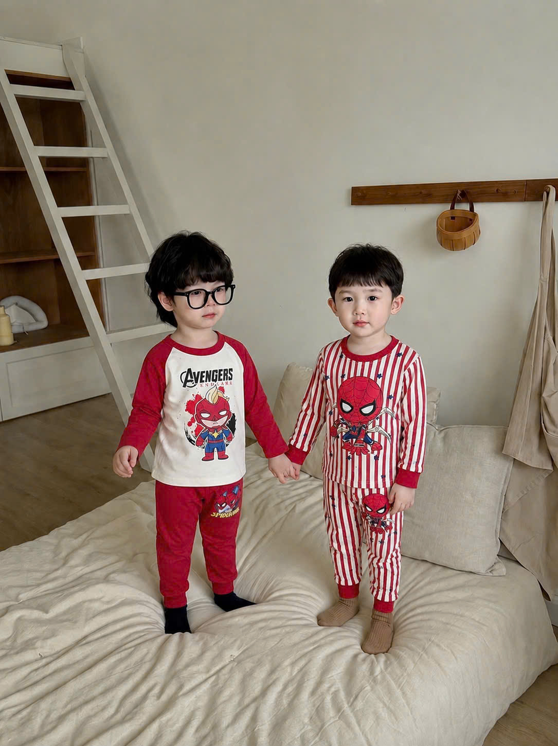 A656 - SET 2 BỘ DÀI TAY NGƯỜI NHỆN AVENGER TONE ĐỎ