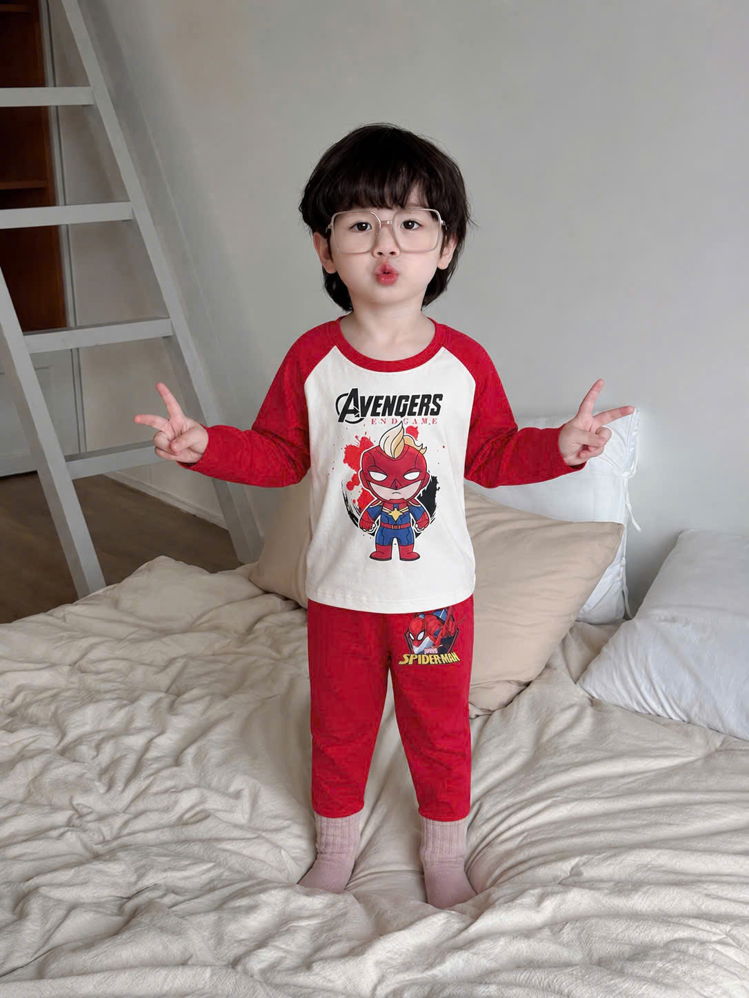 A656 - SET 2 BỘ DÀI TAY NGƯỜI NHỆN AVENGER TONE ĐỎ