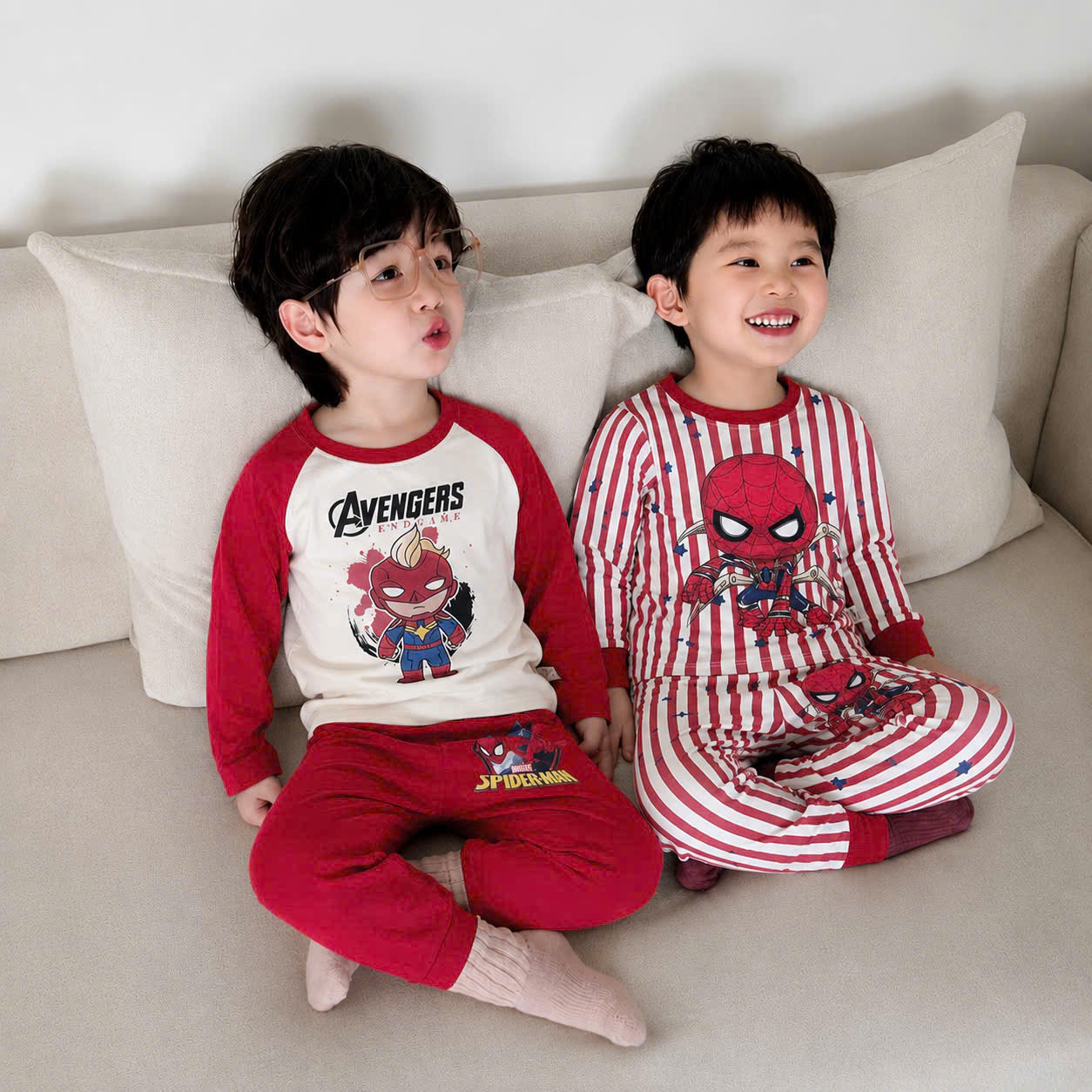 A656 - SET 2 BỘ DÀI TAY NGƯỜI NHỆN AVENGER TONE ĐỎ
