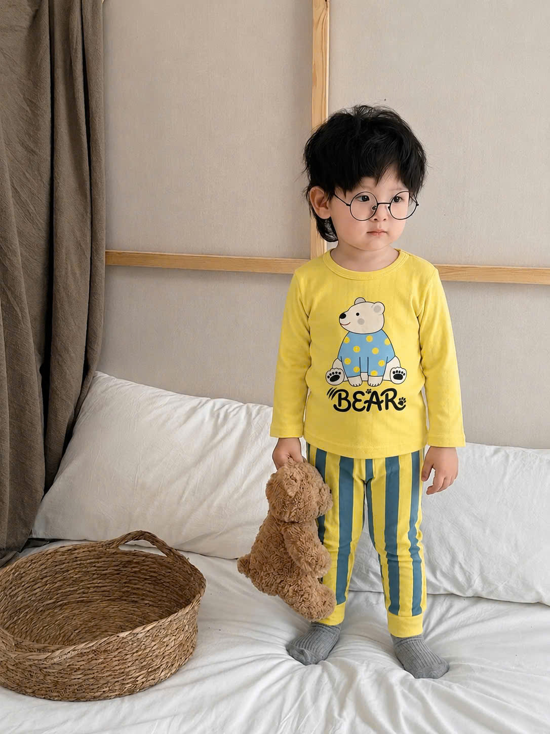A661 - SET 2 BỘ BEAR KHỦNG LONG VÀNG XANH MIX NÂU