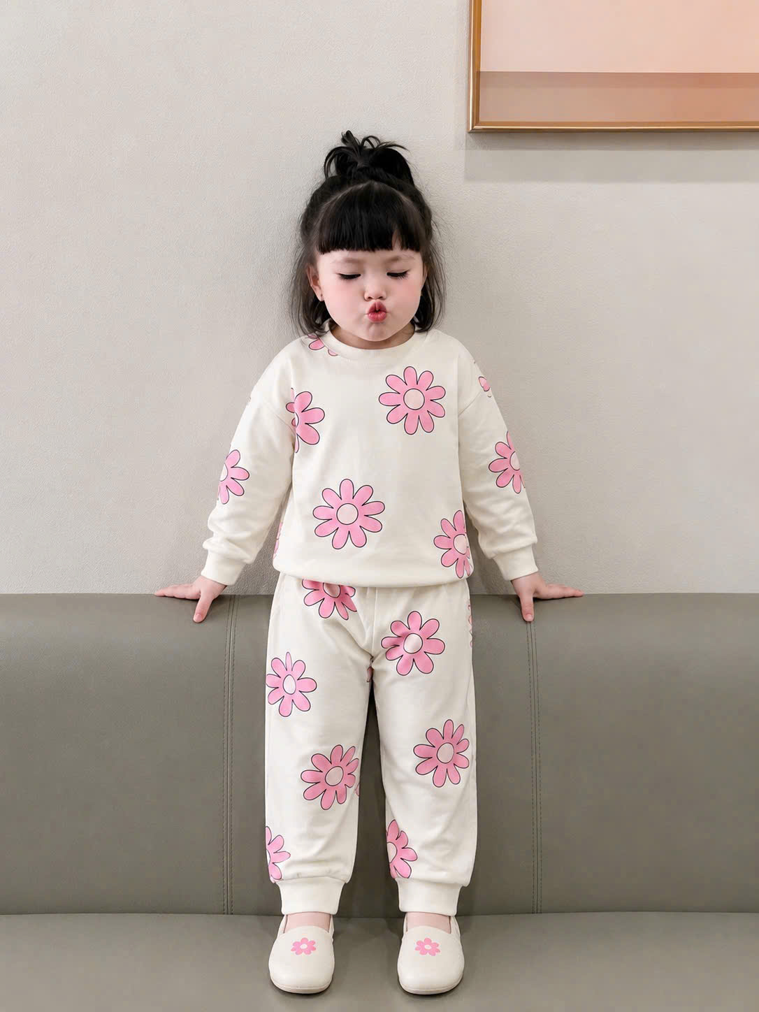 A663 - SET 3 BỘ DÀI TAY TONE HỒNG HOA NƠ VỊT