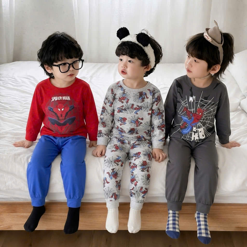 A679 - SET 3 BỘ DÀI TAY NHỆN XÁM ĐỎ BT