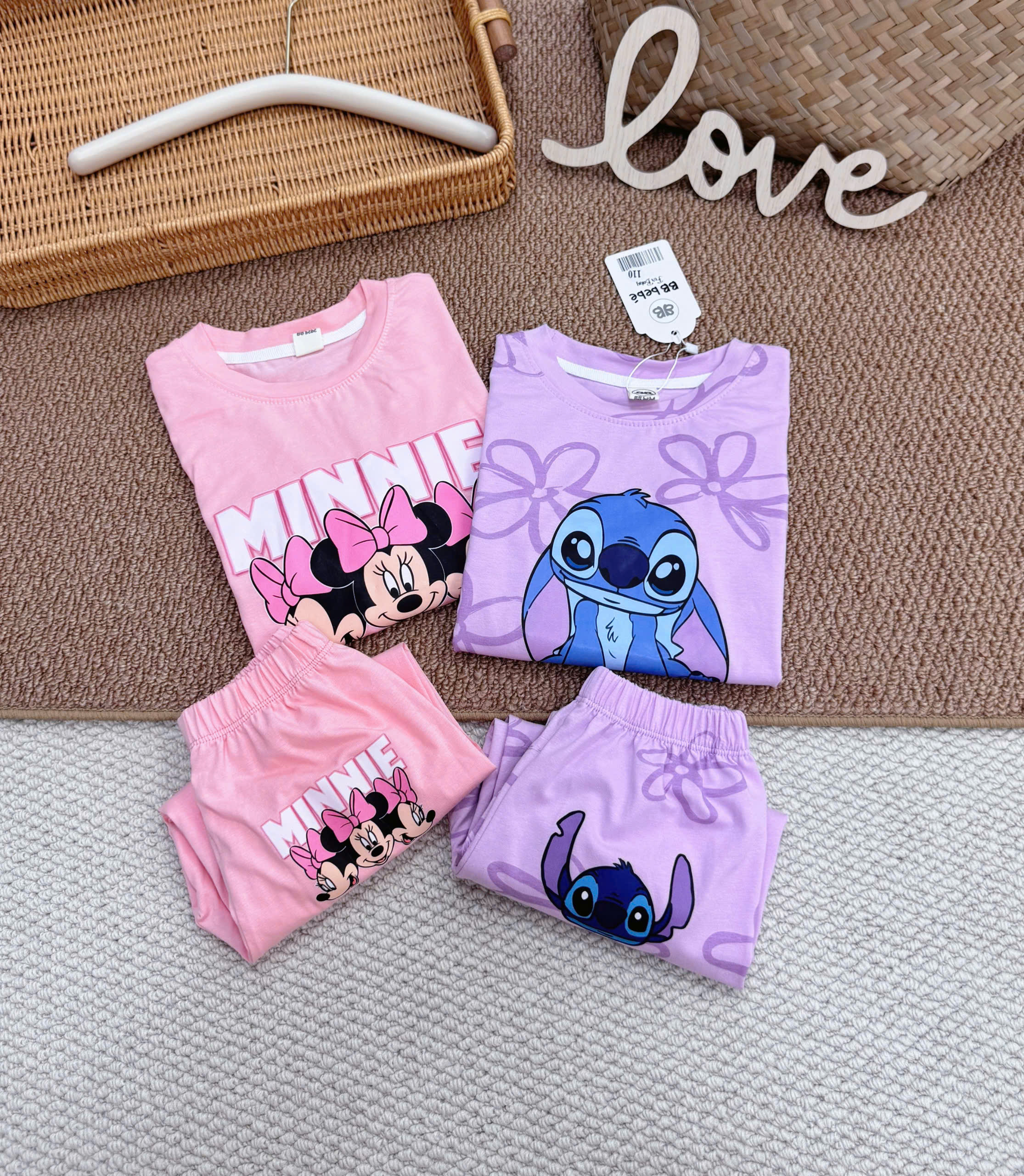 A738 - SET 2 BỘ MINIE STICH HỒNG TÍM