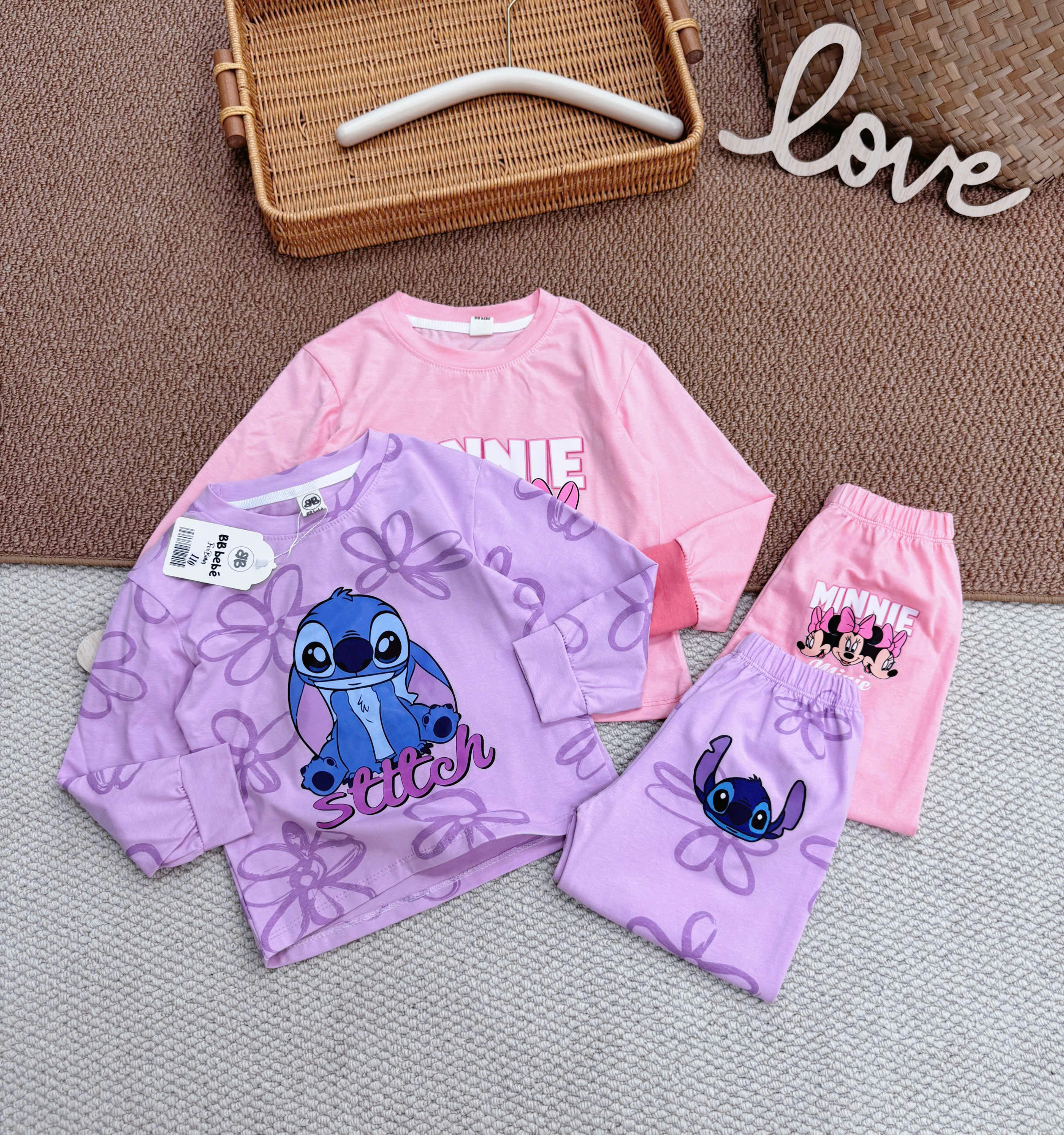 A738 - SET 2 BỘ MINIE STICH HỒNG TÍM