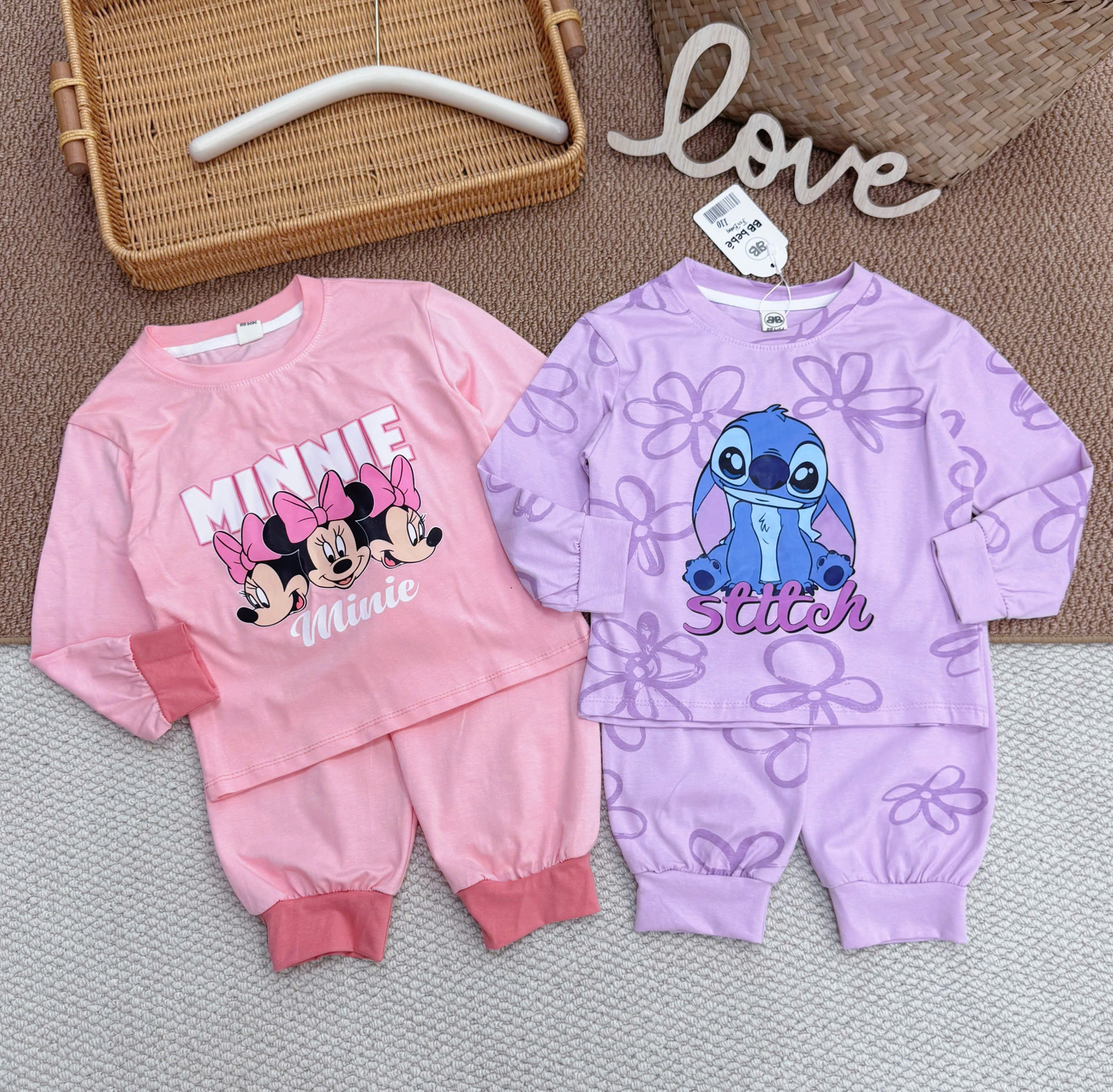A738 - SET 2 BỘ MINIE STICH HỒNG TÍM