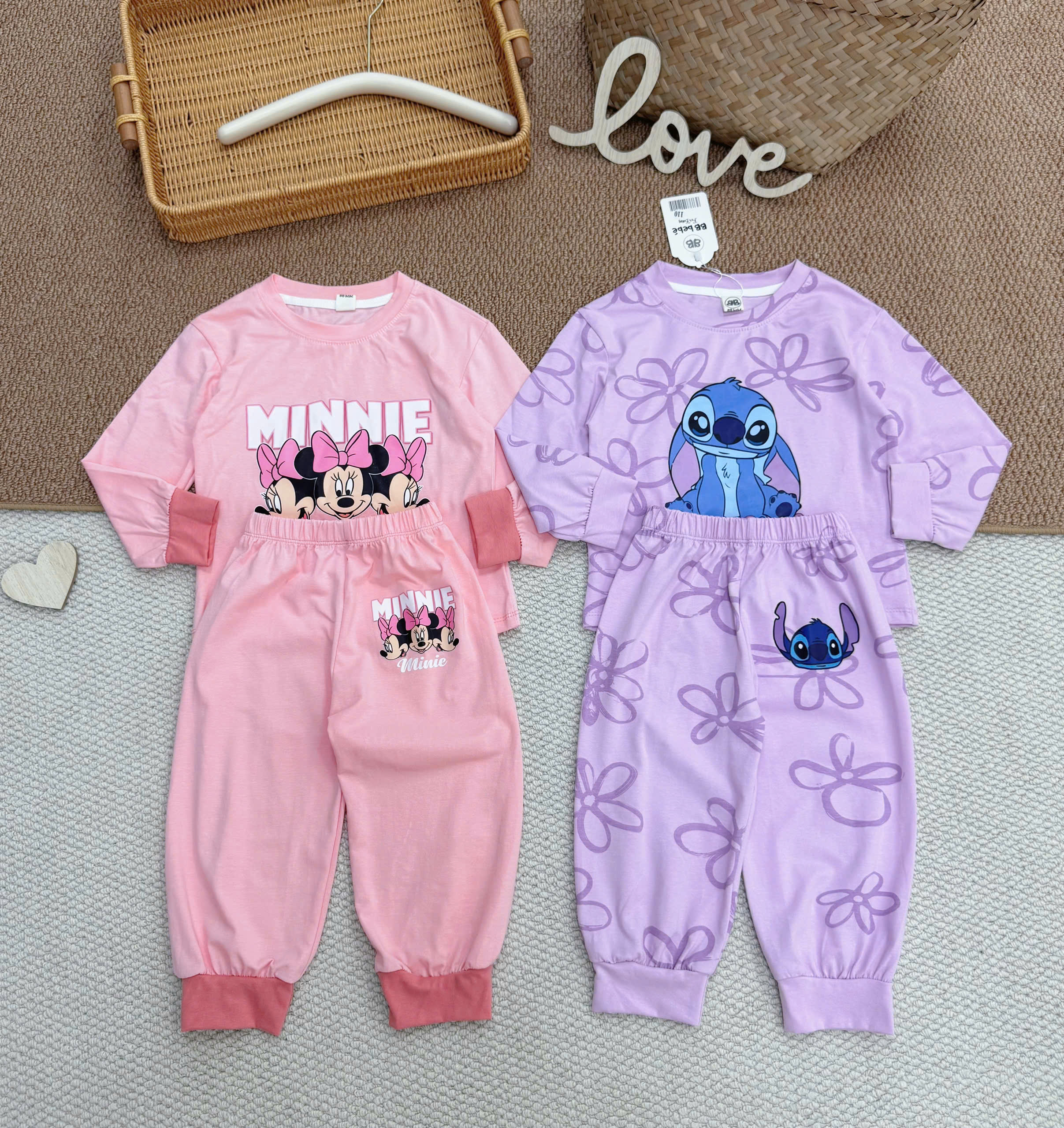 A738 - SET 2 BỘ MINIE STICH HỒNG TÍM