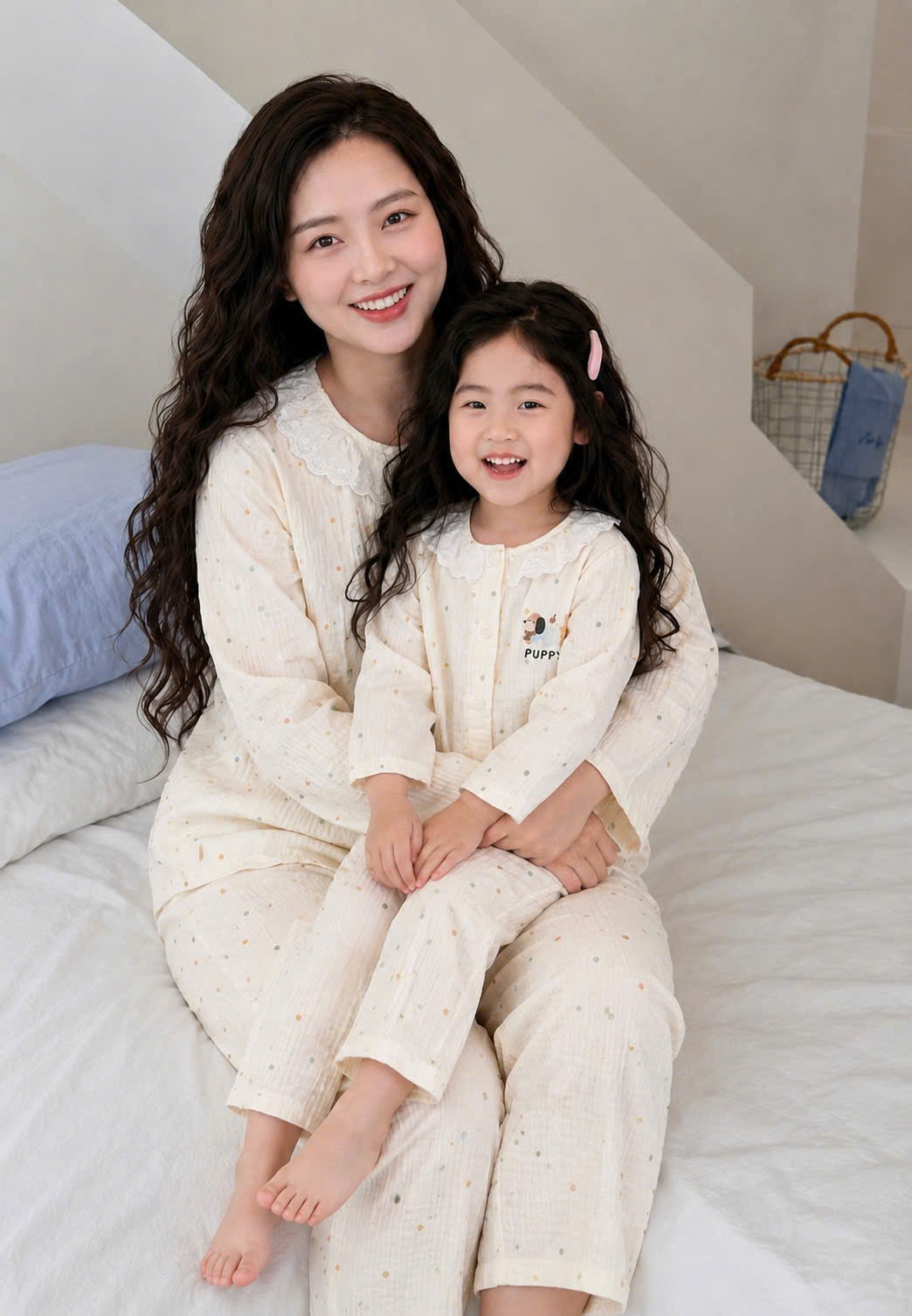 A790 - BỘ ĐÔI MẸ CON CỔ REN