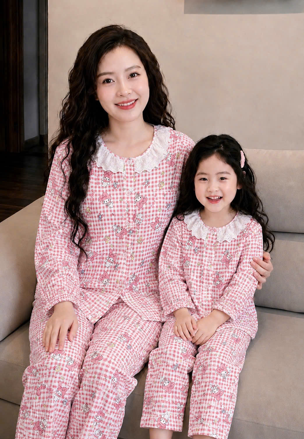 A790 - BỘ ĐÔI MẸ CON CỔ REN