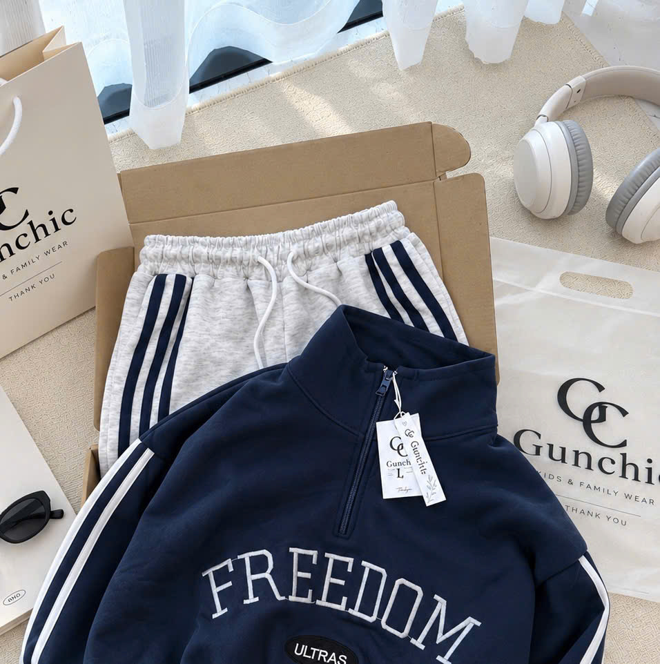 A848 - BỘ NỈ ÁO THAN FREEDOM QUẦN GHI