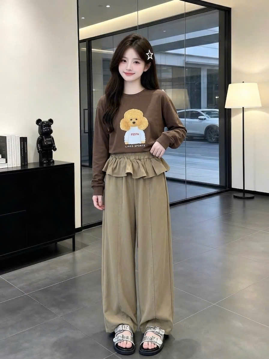 A927 - SET ÁO GẤU NÂU QUẦN KAKI BÈO