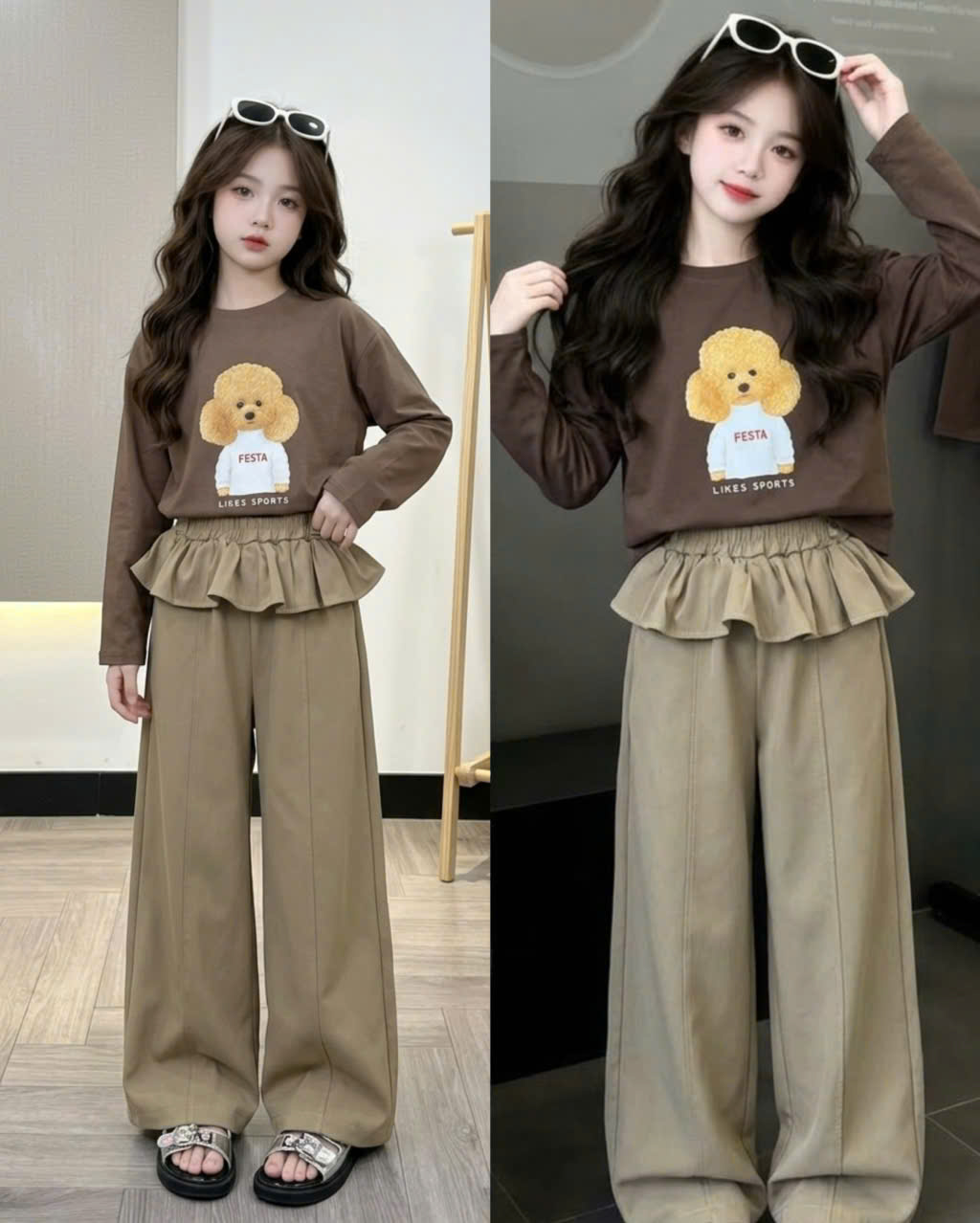 A927 - SET ÁO GẤU NÂU QUẦN KAKI BÈO