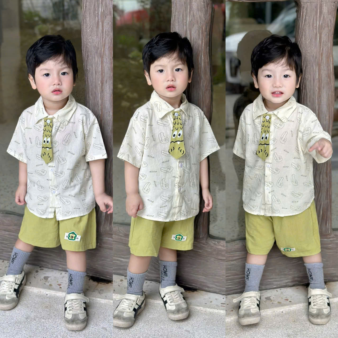 XẢ B115 - SET ÁO SƠ MI CÀ VẠT TRẮNG QUẦN CỐM