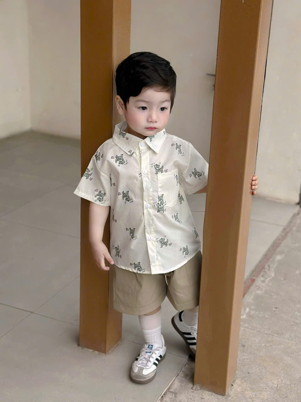 B119 - SET ÁO SƠ MI KHỦNG LONG NHÍ QUẦN KAKI MỀM