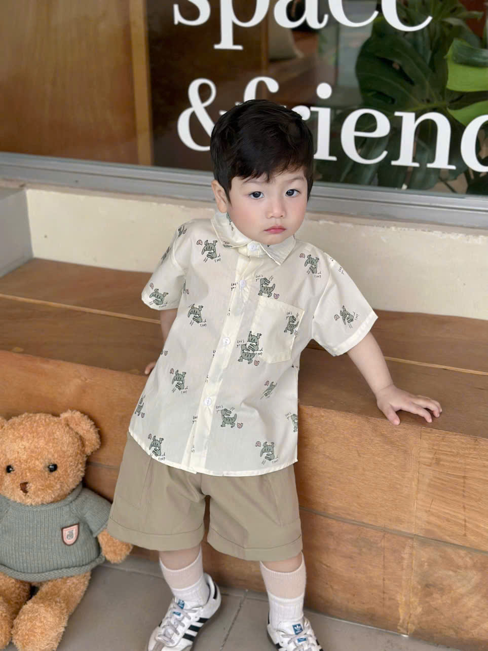 B119 - SET ÁO SƠ MI KHỦNG LONG NHÍ QUẦN KAKI MỀM