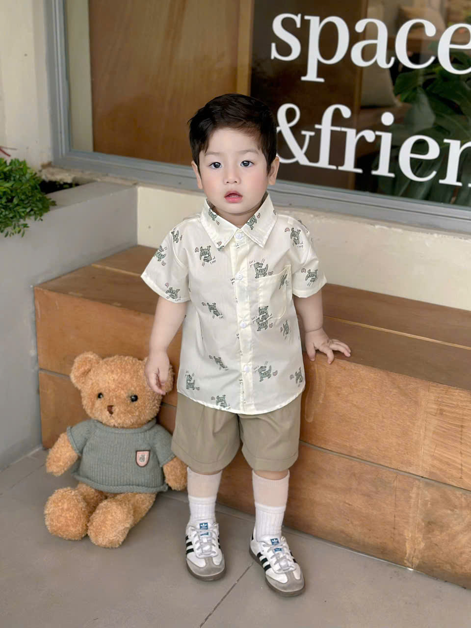 B119 - SET ÁO SƠ MI KHỦNG LONG NHÍ QUẦN KAKI MỀM