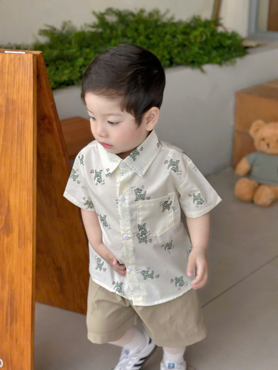 B119 - SET ÁO SƠ MI KHỦNG LONG NHÍ QUẦN KAKI MỀM