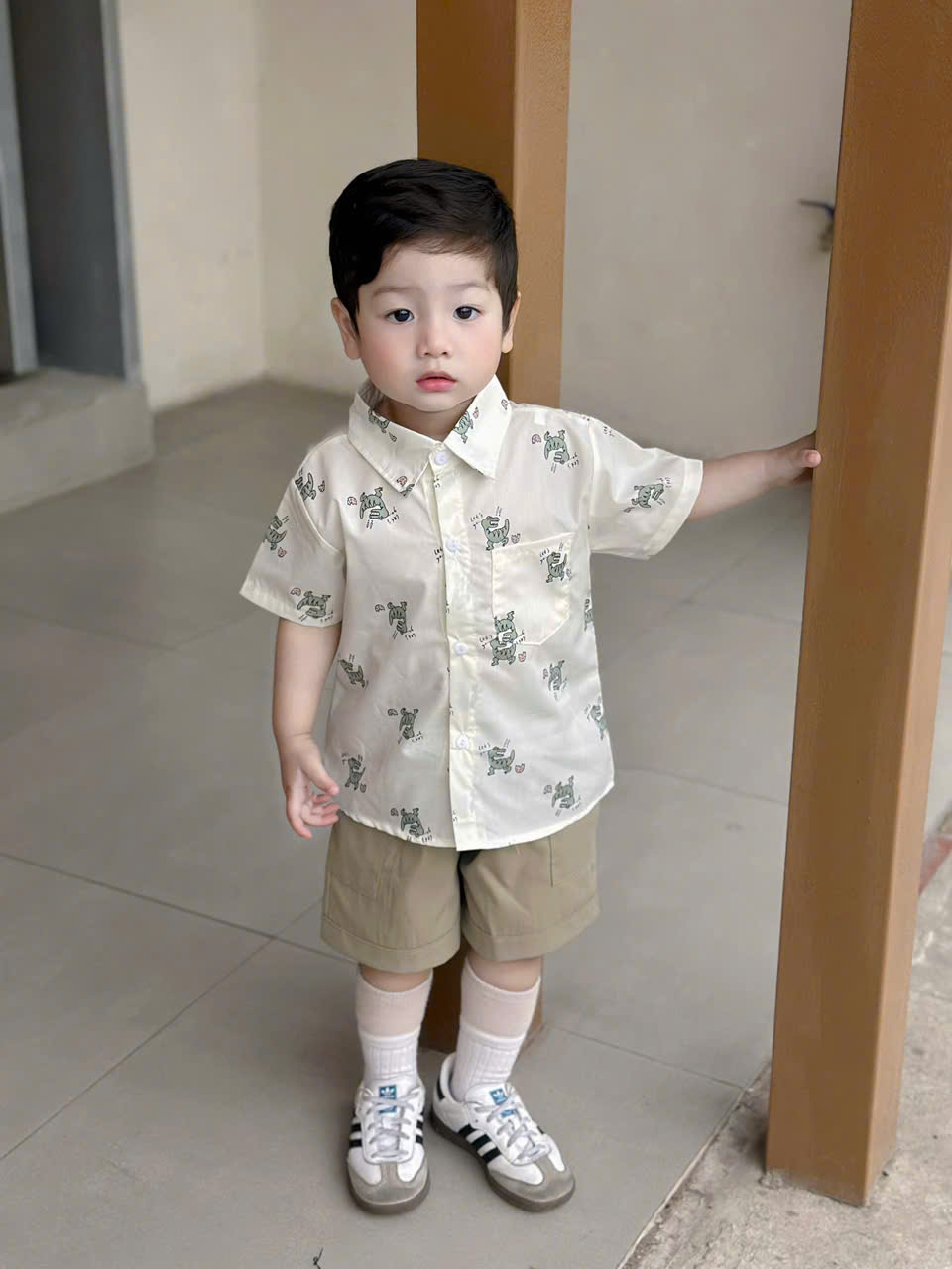 B119 - SET ÁO SƠ MI KHỦNG LONG NHÍ QUẦN KAKI MỀM