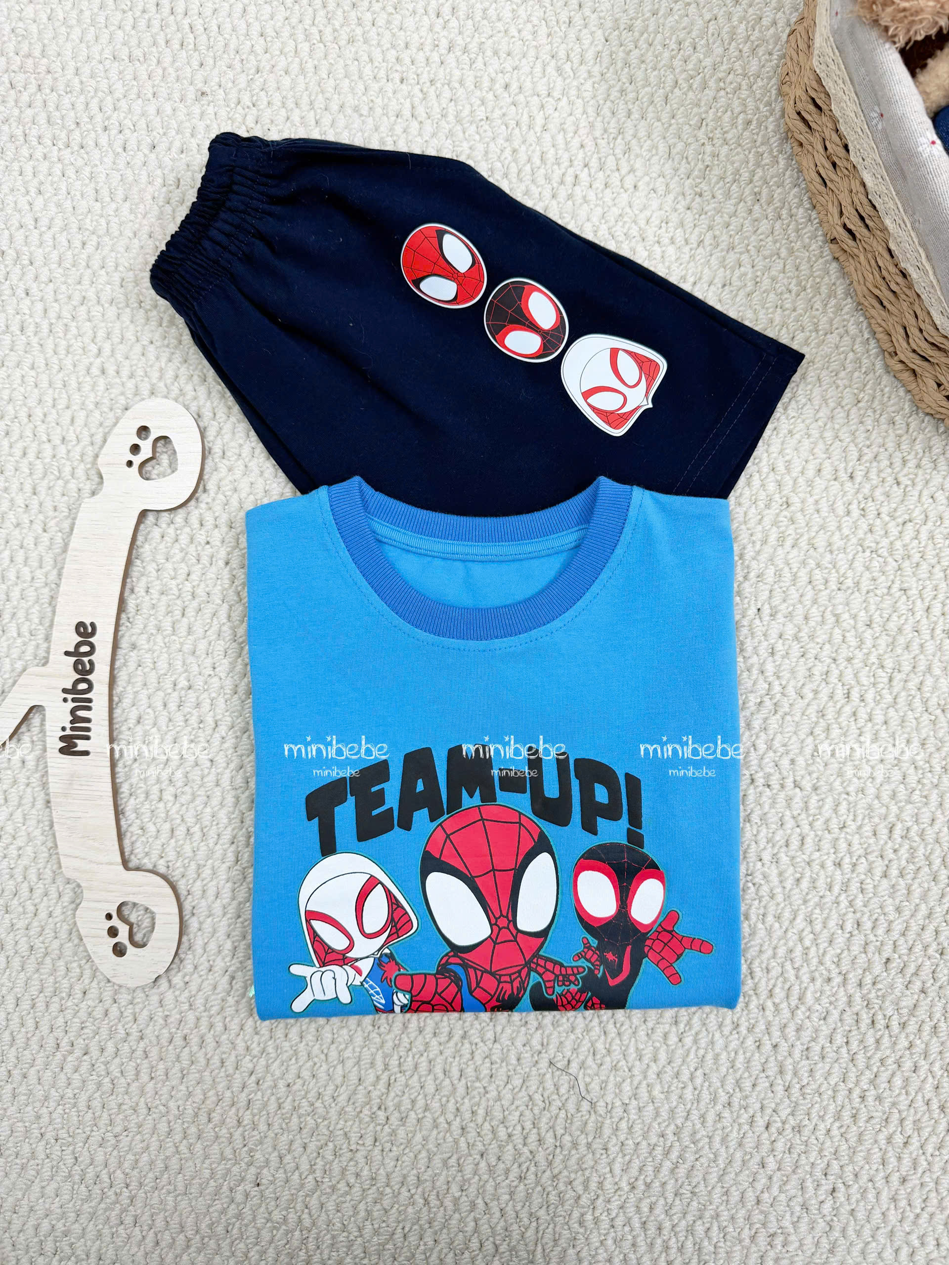 XẢ B129 - SET BỘ NHỆN TEAM UP XANH QUẦN ĐEN