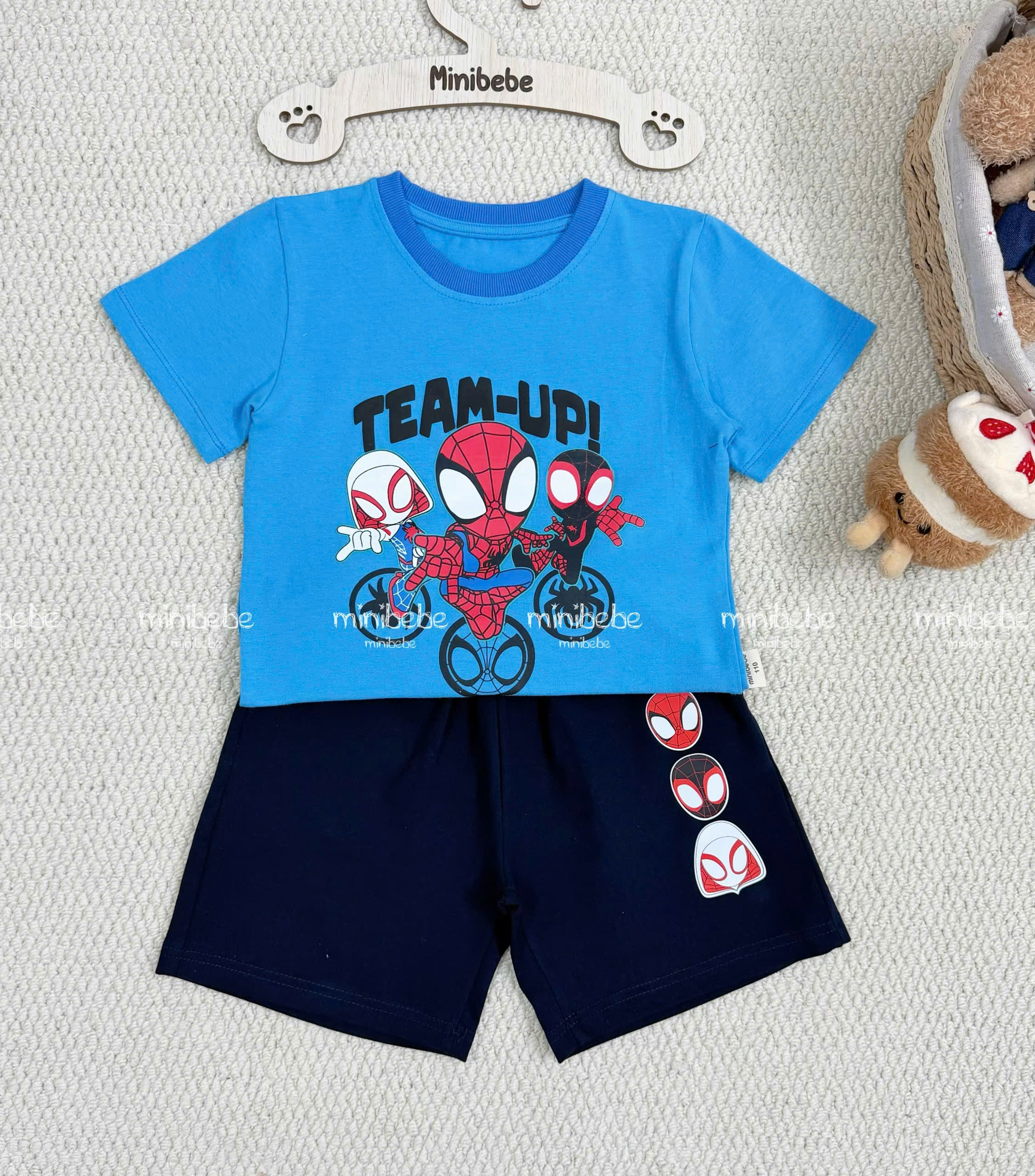 XẢ B129 - SET BỘ NHỆN TEAM UP XANH QUẦN ĐEN