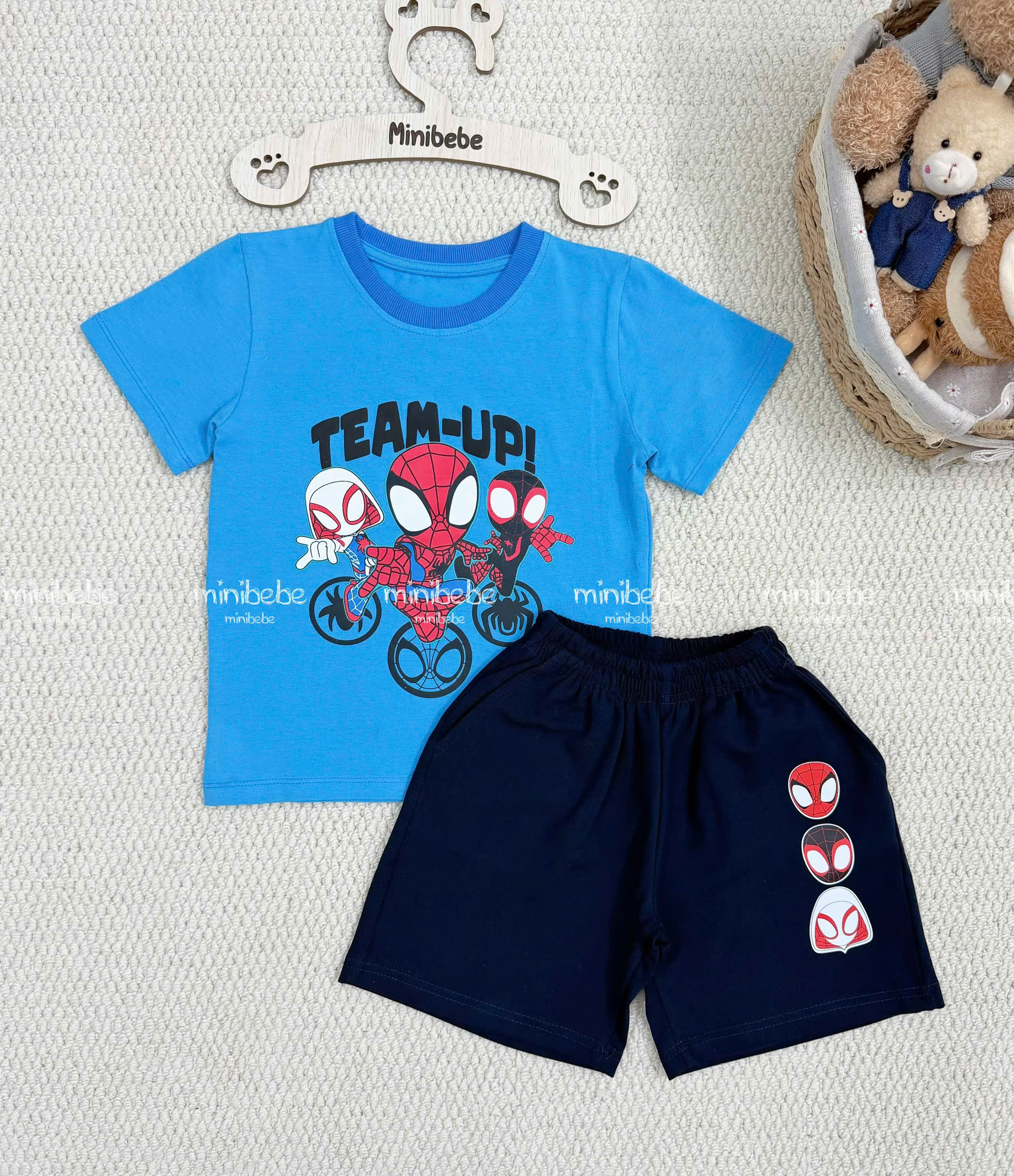XẢ B129 - SET BỘ NHỆN TEAM UP XANH QUẦN ĐEN
