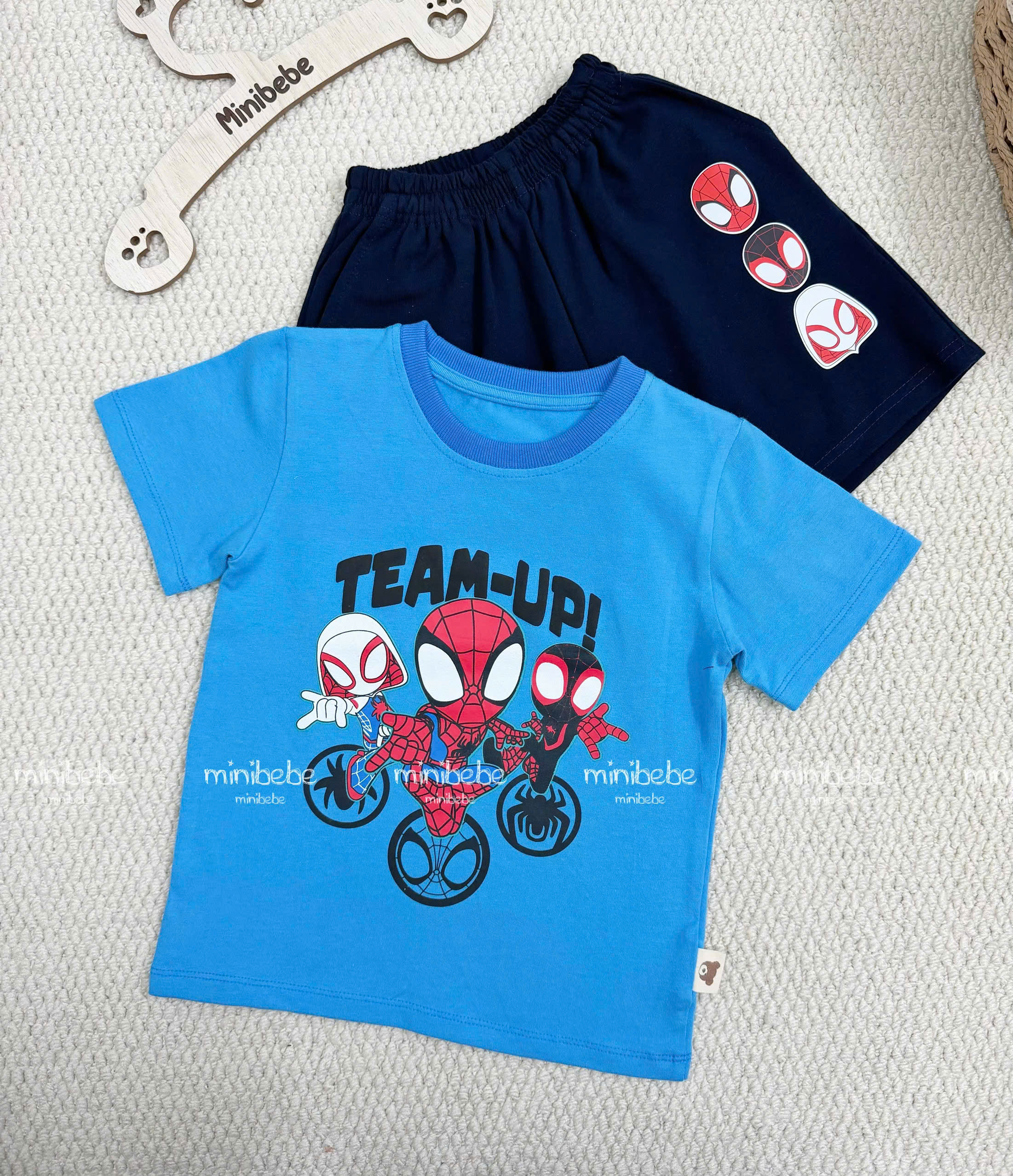 XẢ B129 - SET BỘ NHỆN TEAM UP XANH QUẦN ĐEN