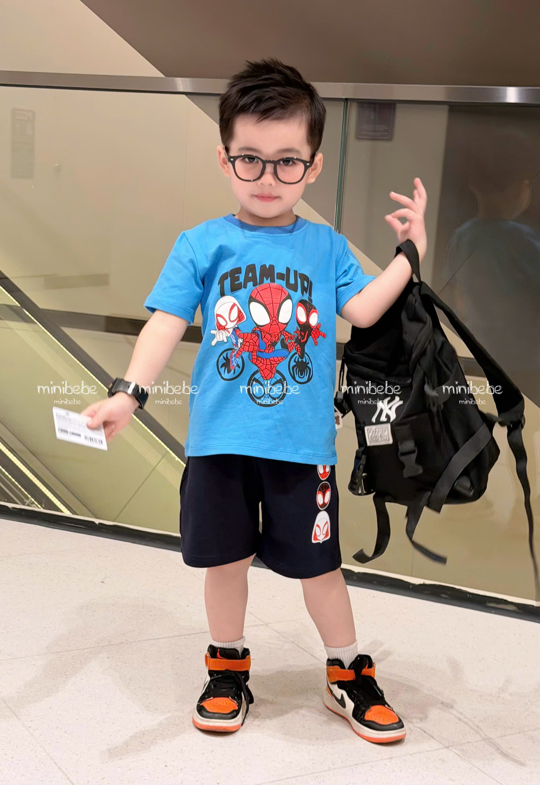 XẢ B129 - SET BỘ NHỆN TEAM UP XANH QUẦN ĐEN