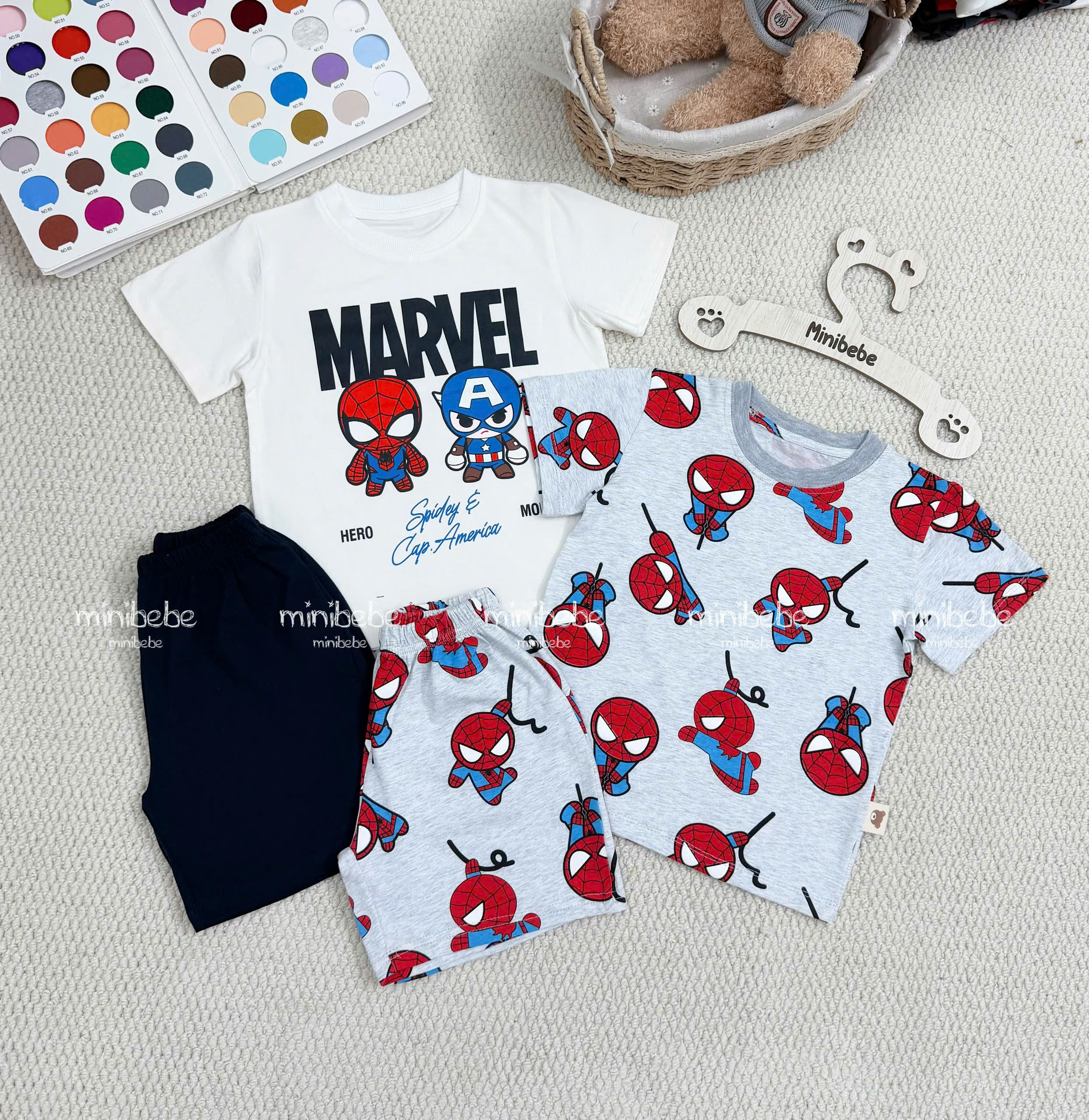 XẢ B137 - SET 2 BỘ NHỆN MARVEL IN NHÍ TRÀN