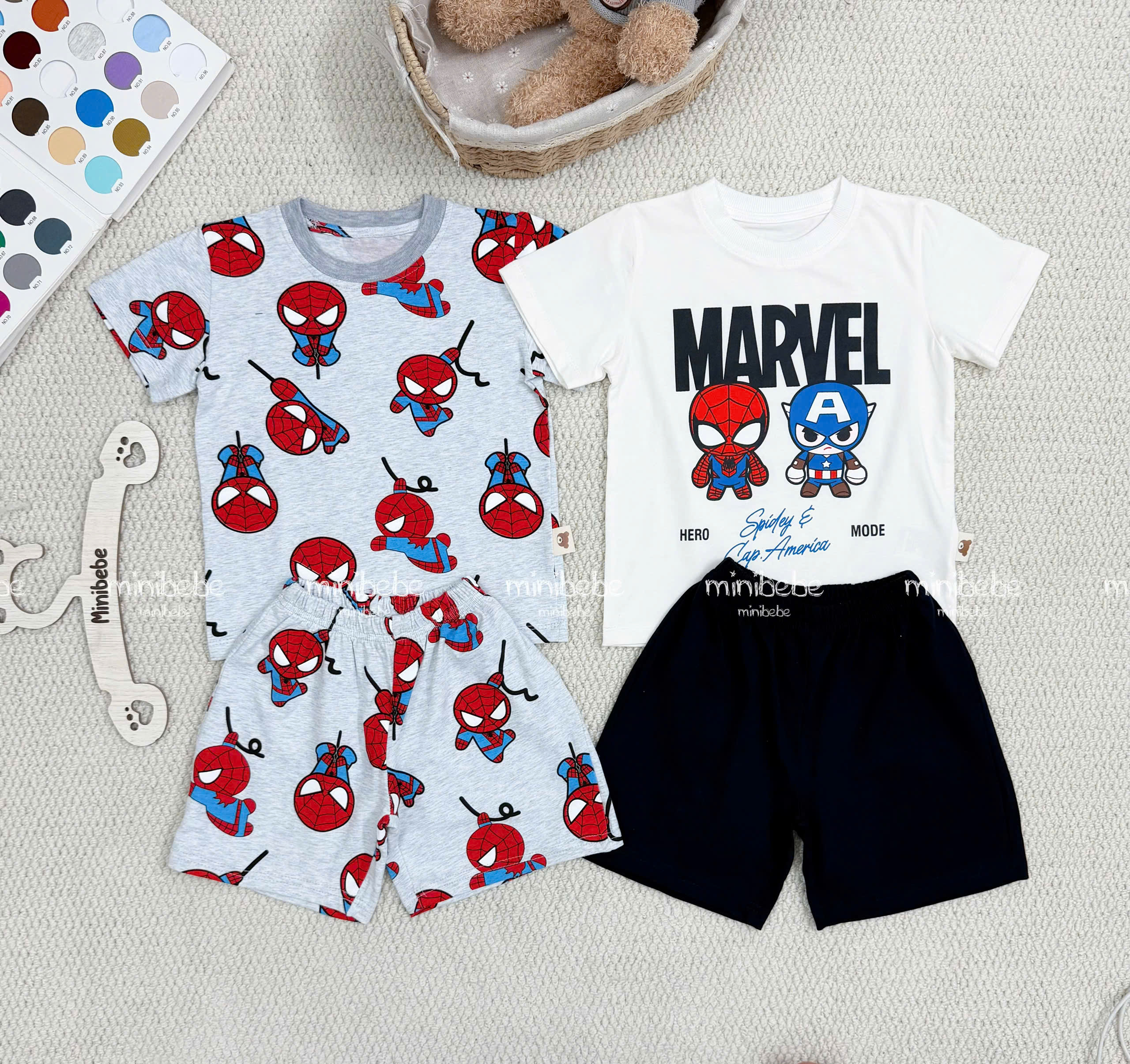 XẢ B137 - SET 2 BỘ NHỆN MARVEL IN NHÍ TRÀN