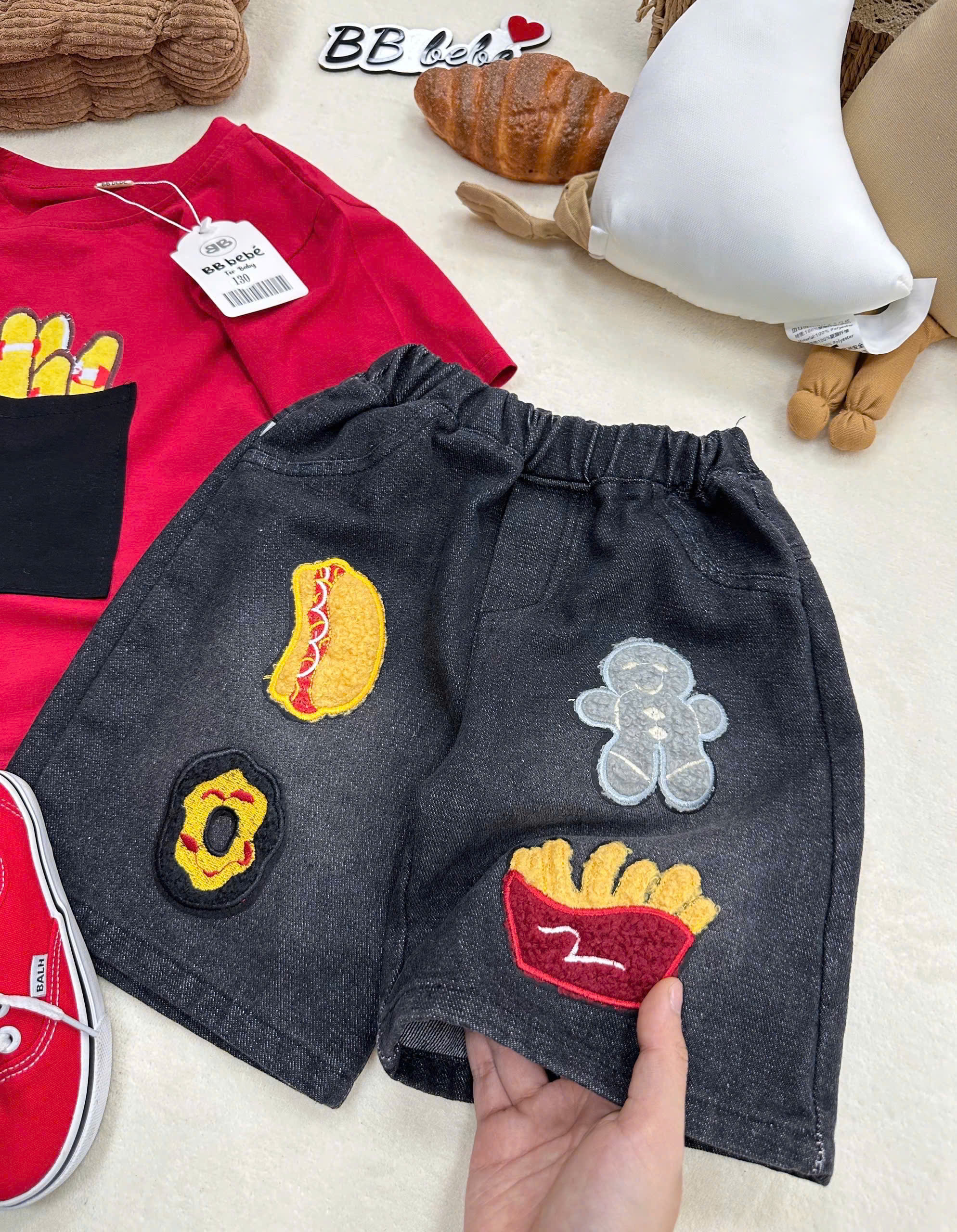XẢ B154 - SET PHÔNG ĐỎ KHOAI TÂY CHIÊN QUẦN JEAN SZ NHỠ