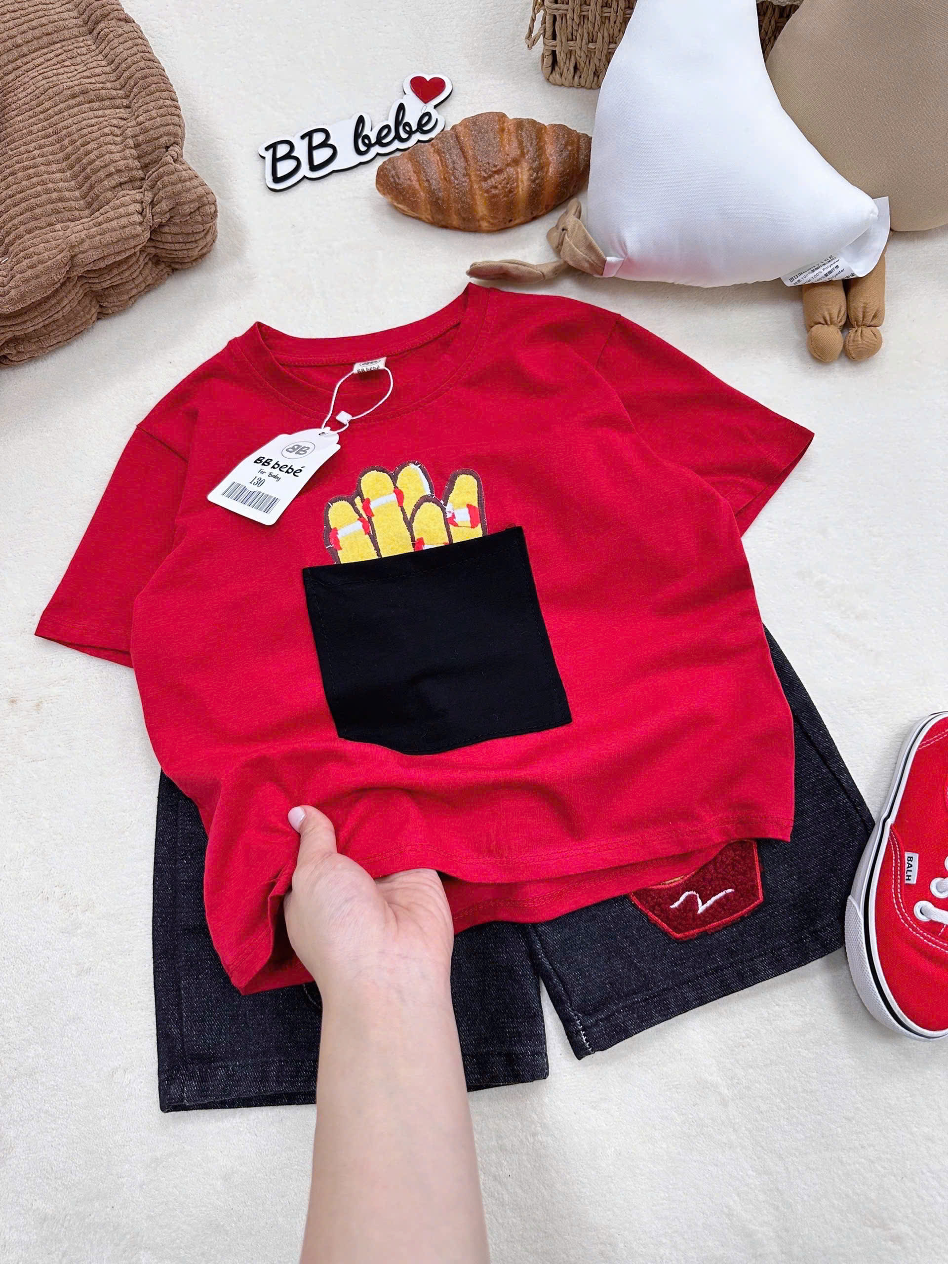 XẢ B154 - SET PHÔNG ĐỎ KHOAI TÂY CHIÊN QUẦN JEAN SZ NHỠ