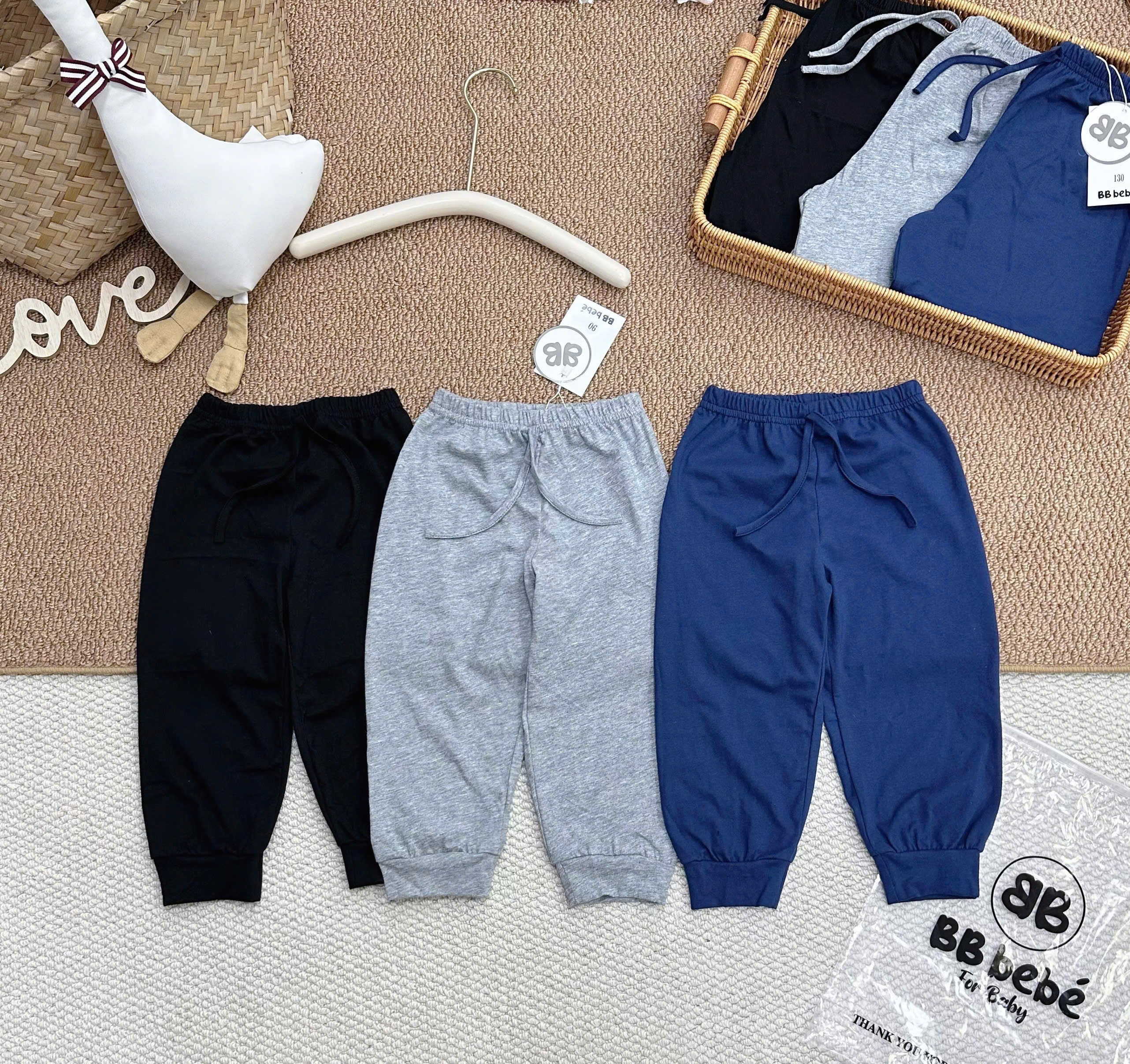 B155 - SET 3 QUẦN ĐEN XANH GHI