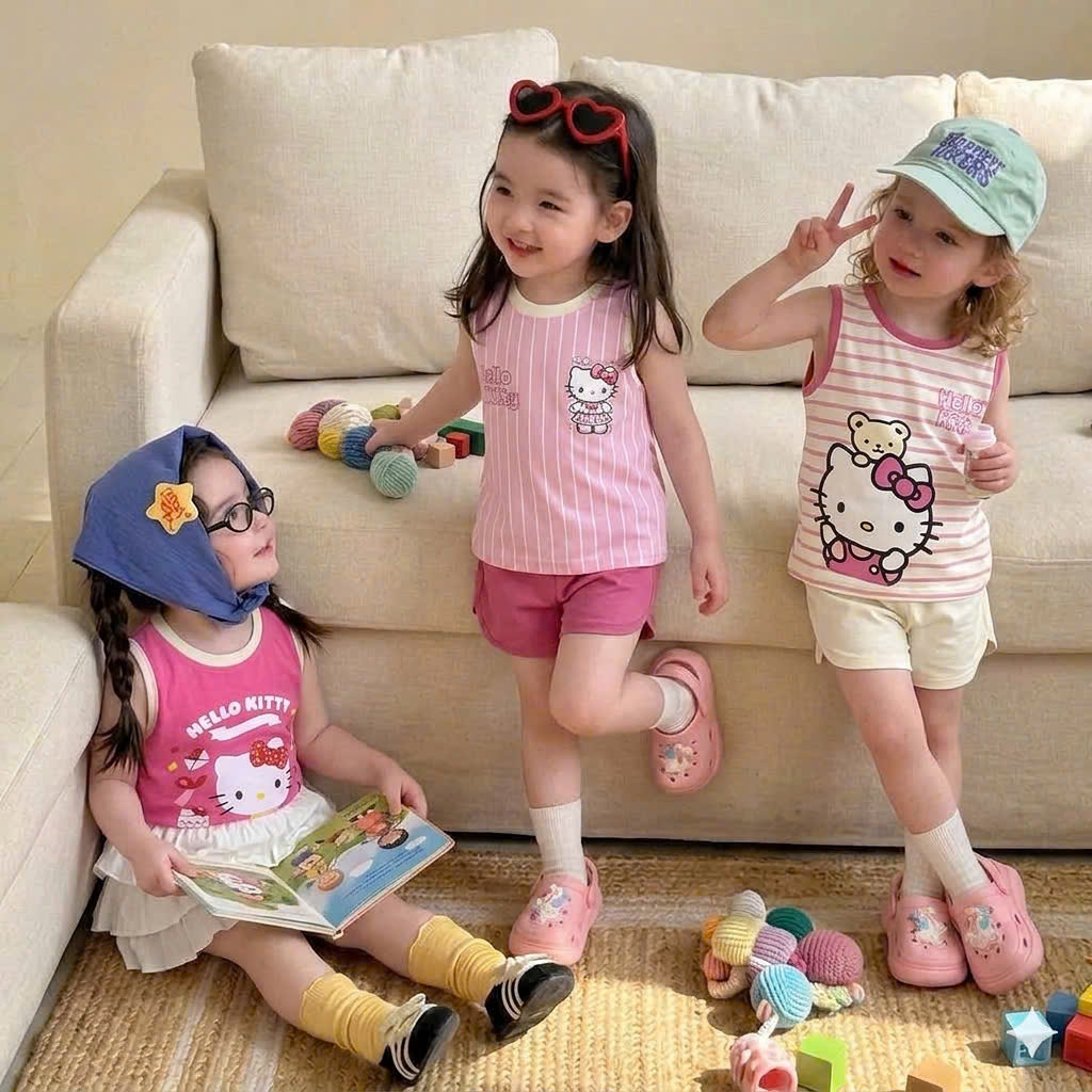 XẢ B204 - SET 3 ÁO BA LỖ HELLO KITTY TONE HỒNG