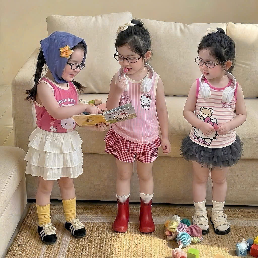 XẢ B204 - SET 3 ÁO BA LỖ HELLO KITTY TONE HỒNG