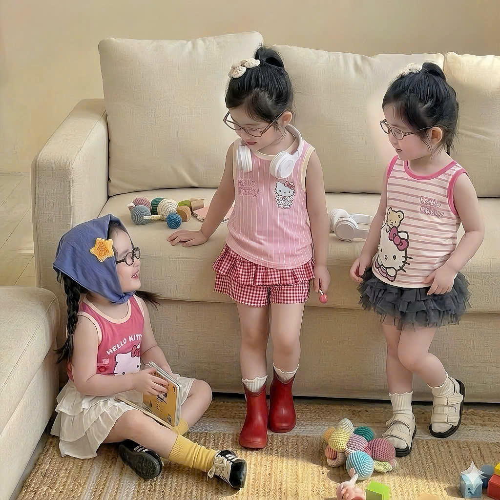 XẢ B204 - SET 3 ÁO BA LỖ HELLO KITTY TONE HỒNG
