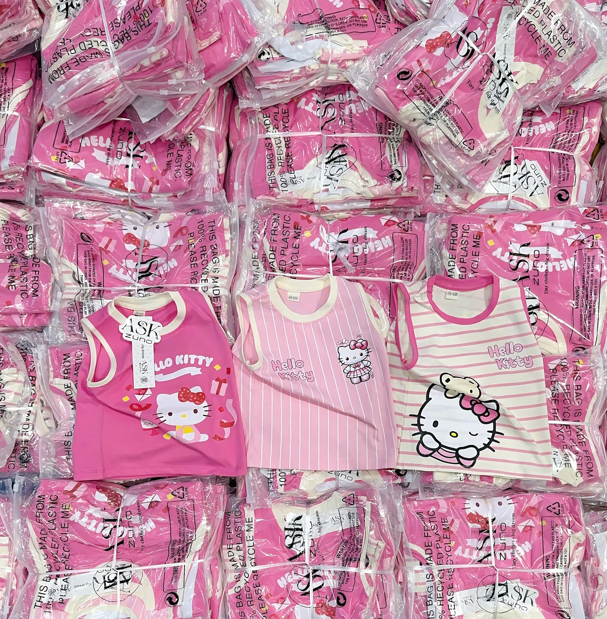 XẢ B204 - SET 3 ÁO BA LỖ HELLO KITTY TONE HỒNG