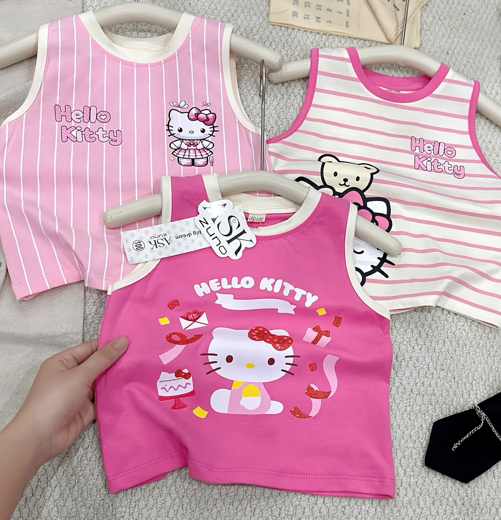 XẢ B204 - SET 3 ÁO BA LỖ HELLO KITTY TONE HỒNG