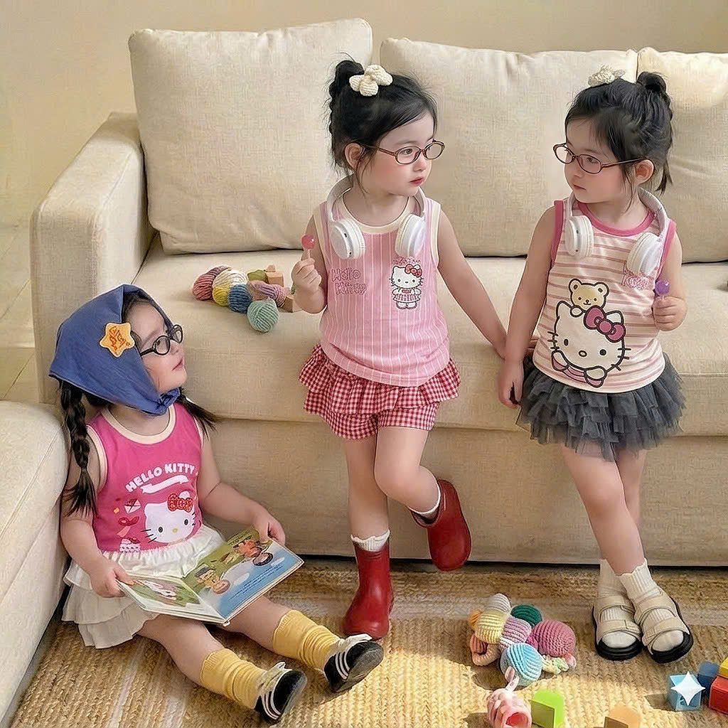 XẢ B204 - SET 3 ÁO BA LỖ HELLO KITTY TONE HỒNG