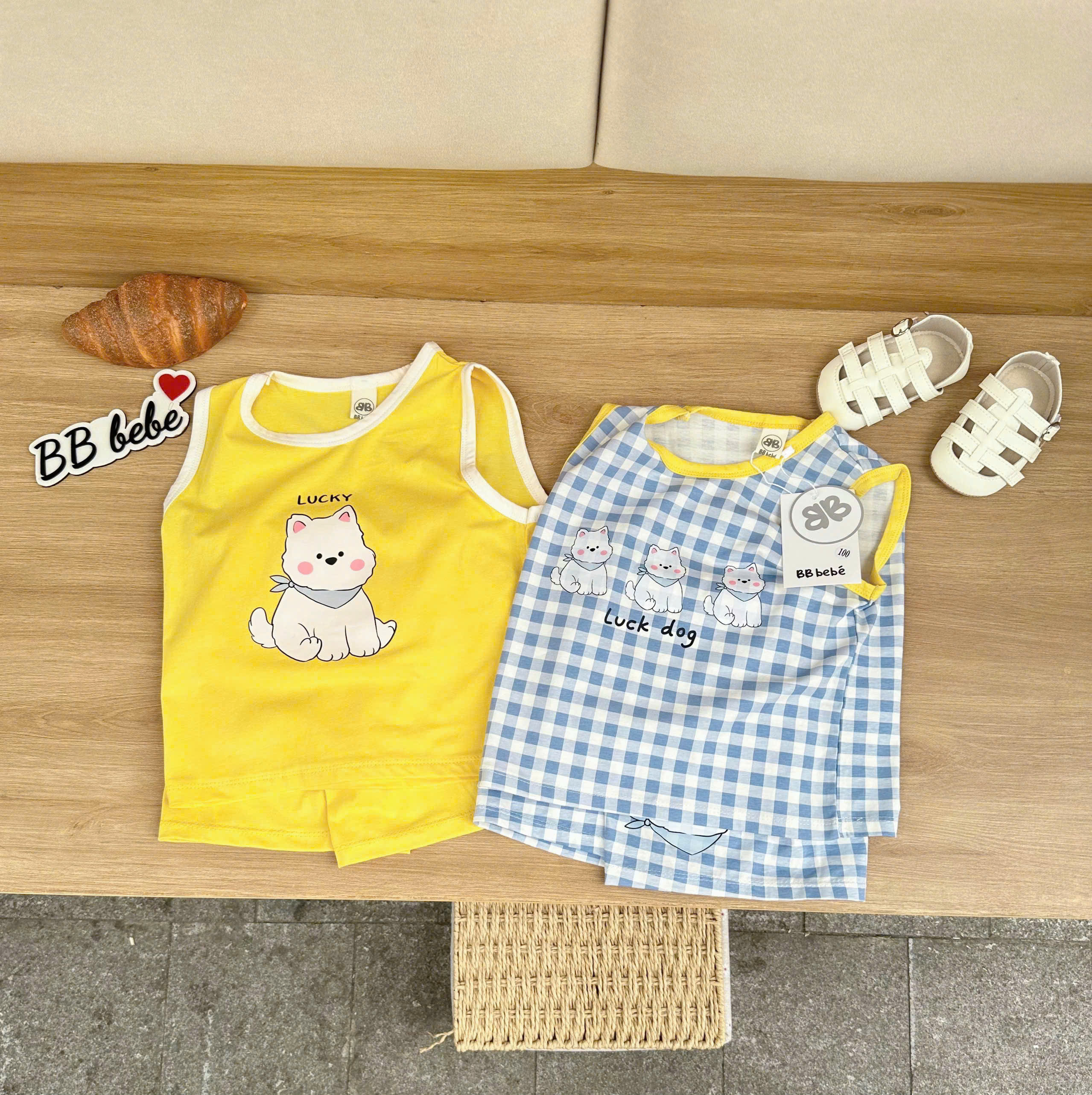 XẢ B220 - SET 2 BỘ BA LỖ LUCK DOG VÀNG KẺ XANH