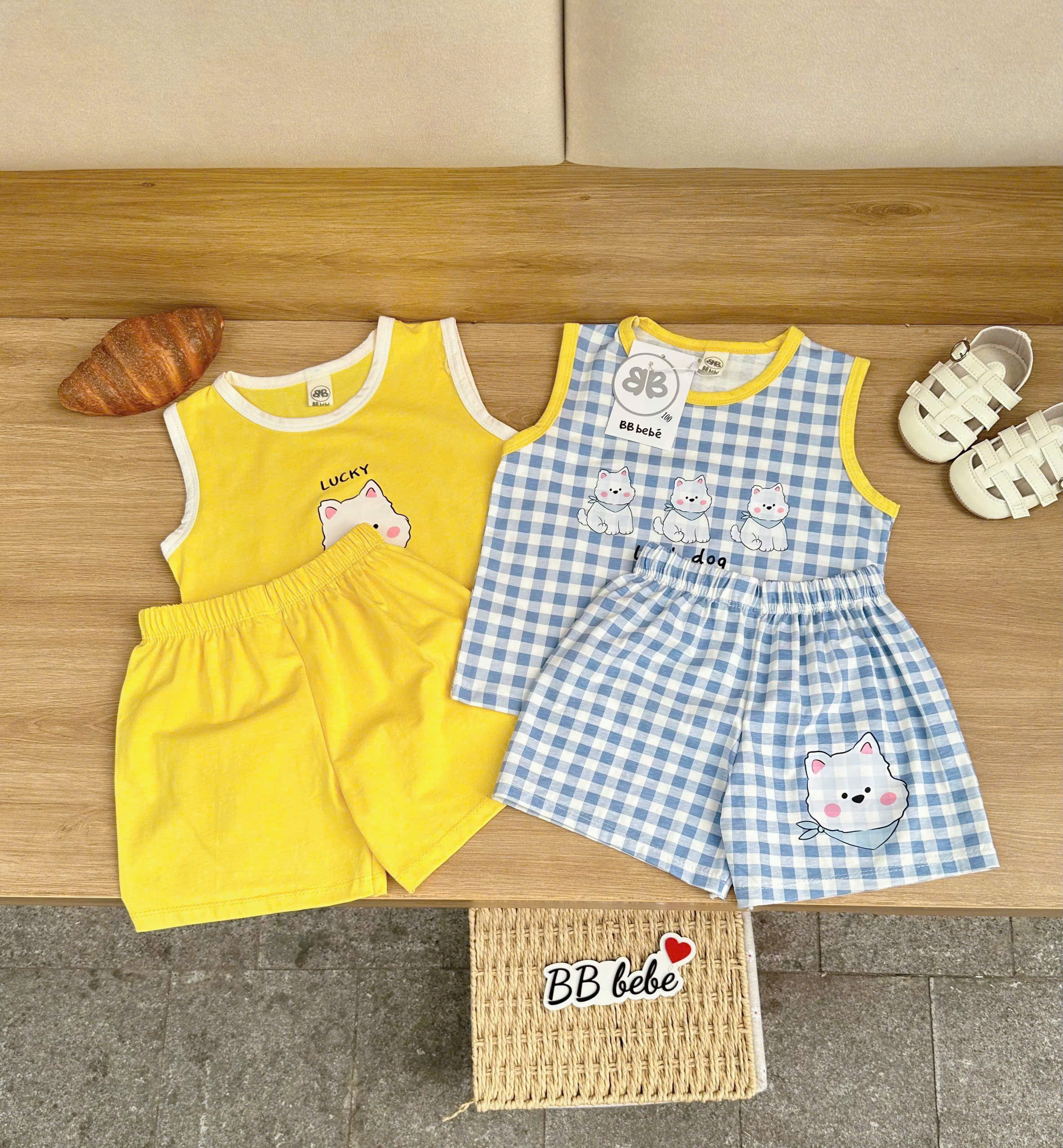 XẢ B220 - SET 2 BỘ BA LỖ LUCK DOG VÀNG KẺ XANH
